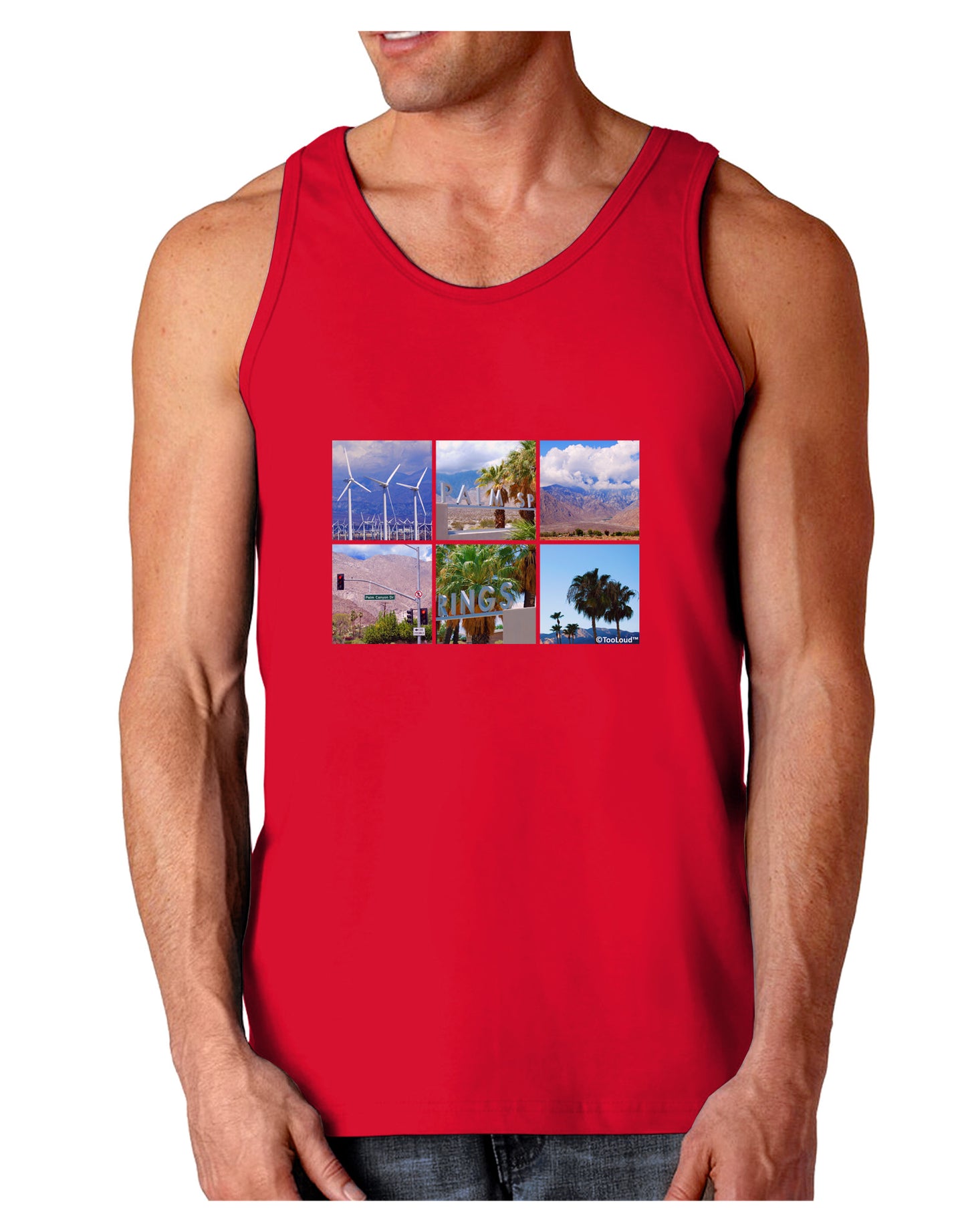 Palm Springs Square Collage Dark Loose Tank Top-Mens Loose Tank Top-TooLoud-Red-Small-Davson Sales