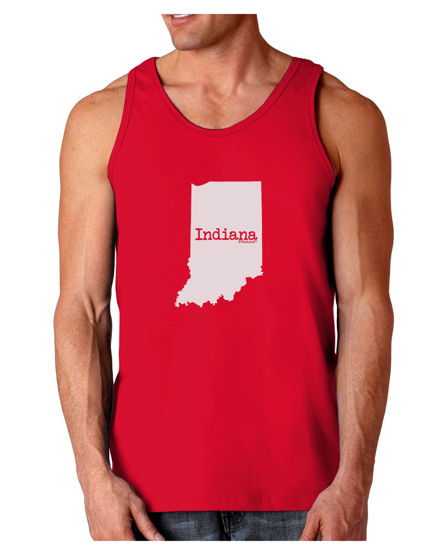 Indiana - United States Shape Dark Loose Tank Top-Mens Loose Tank Top-TooLoud-Red-Small-Davson Sales