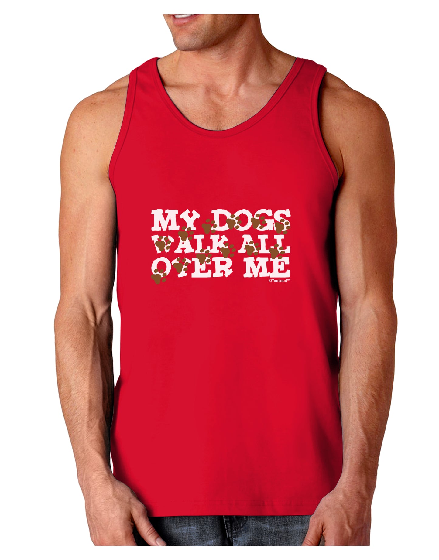 My Dogs Walk All Over Me Dark Loose Tank Top by TooLoud-Mens Loose Tank Top-TooLoud-Red-Small-Davson Sales