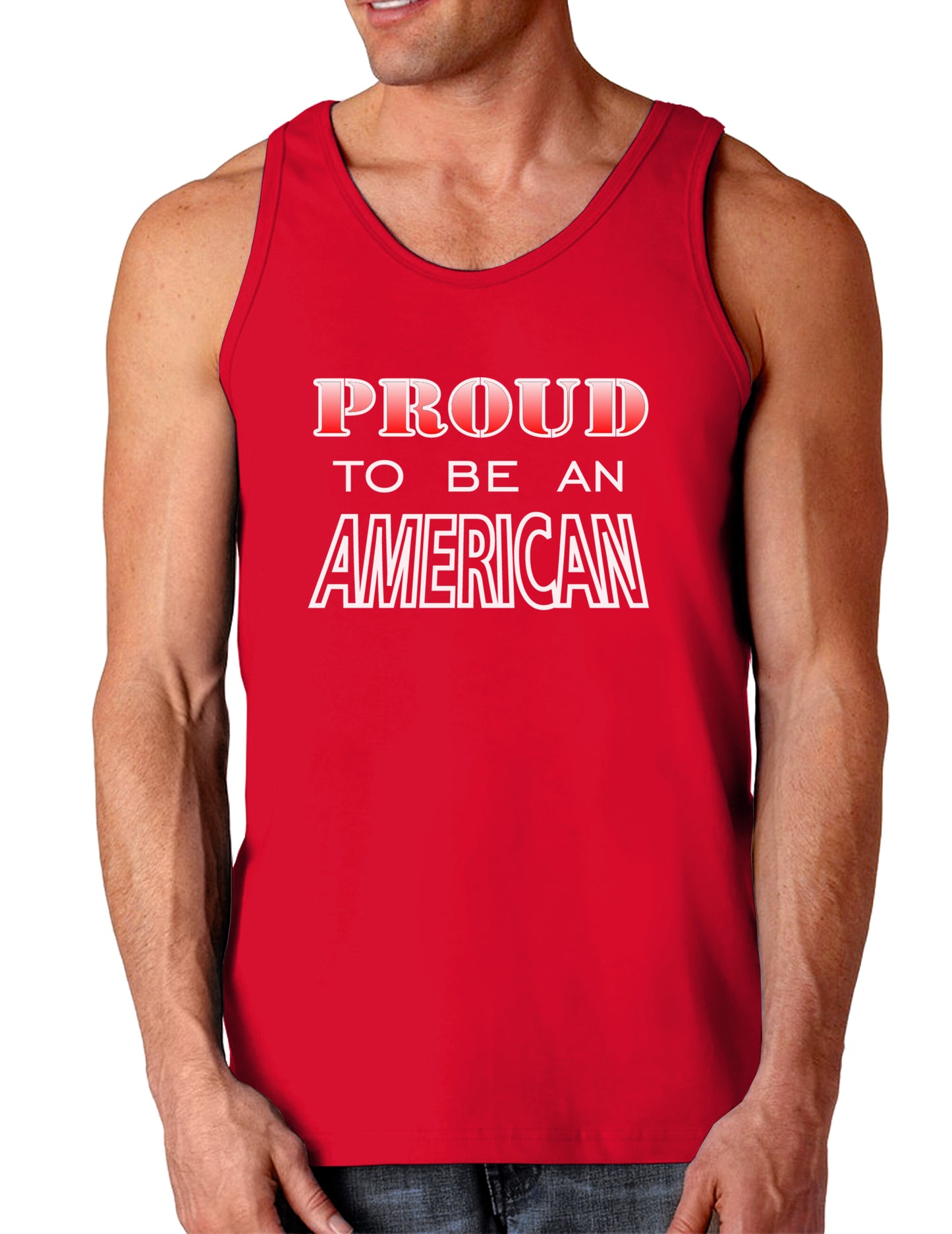 Proud to be an American Dark Loose Tank Top-Mens Loose Tank Top-TooLoud-Red-Small-Davson Sales