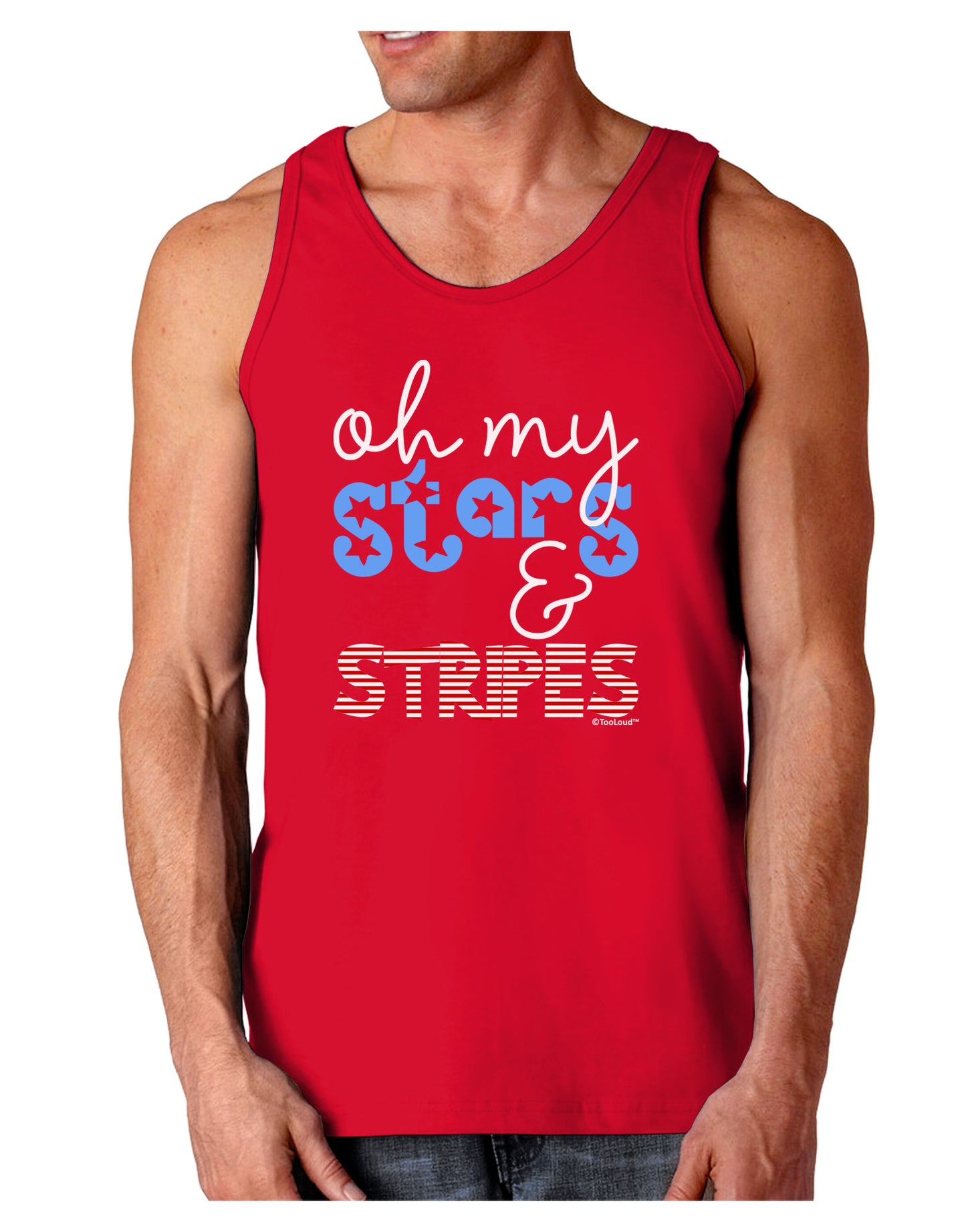Oh My Stars and Stripes - Patriotic Design Dark Loose Tank Top-Mens Loose Tank Top-TooLoud-Red-Small-Davson Sales