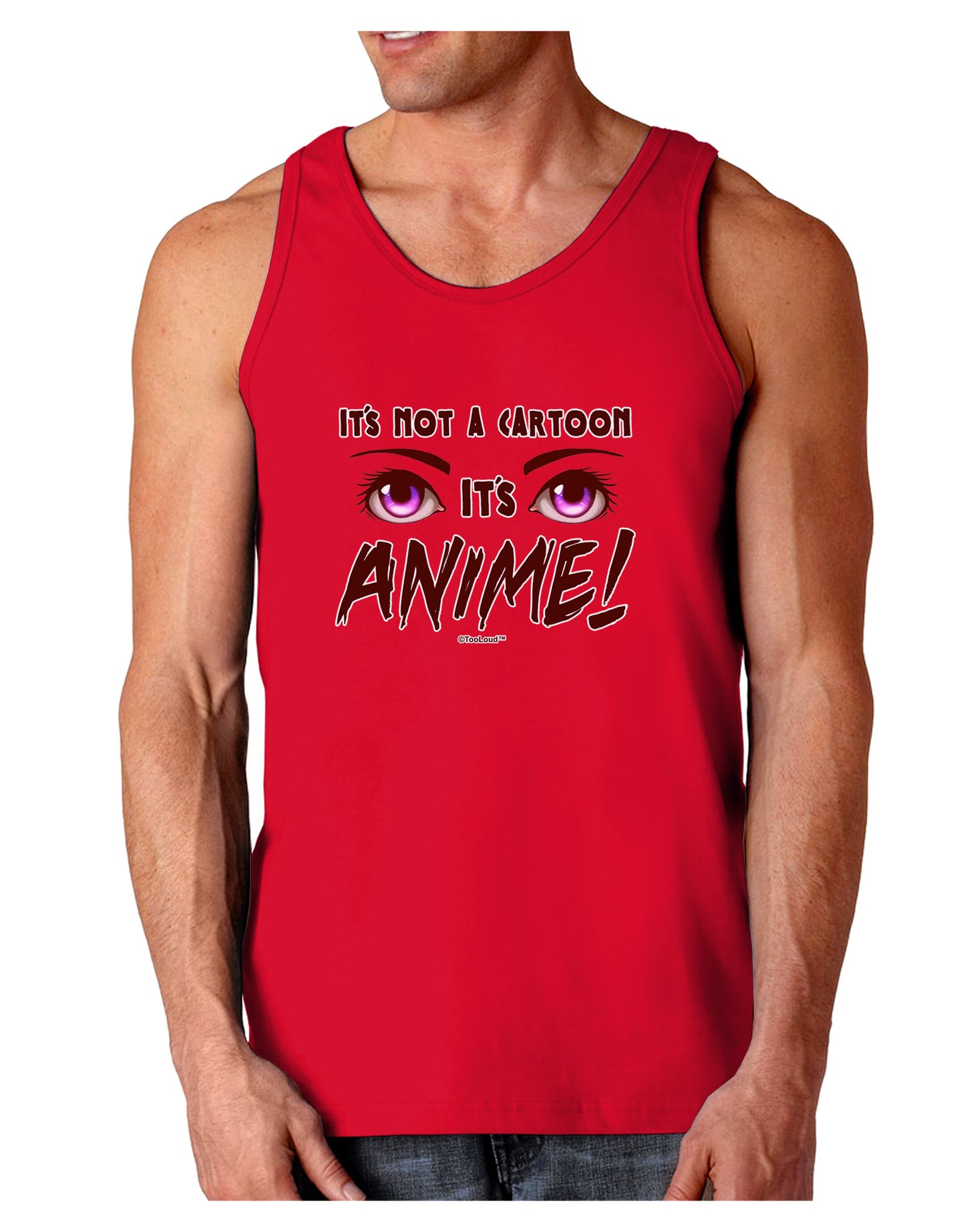Not A Cartoon Eyes Magenta Dark Loose Tank Top-Mens Loose Tank Top-TooLoud-Red-Small-Davson Sales