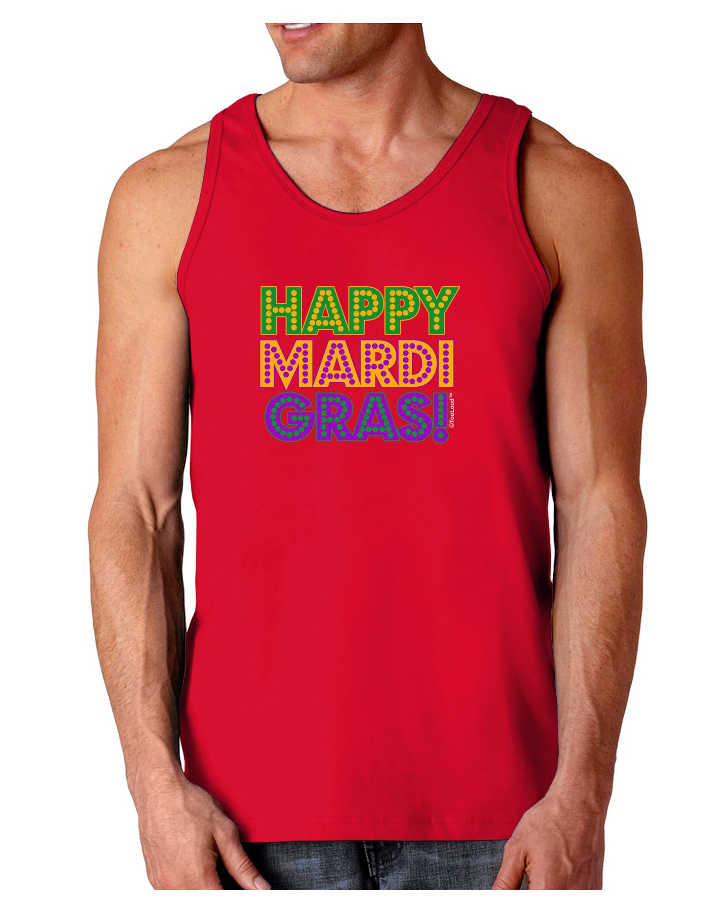 Happy Mardi Gras Text Dark Loose Tank Top by TooLoud-Mens Loose Tank Top-TooLoud-Red-Small-Davson Sales