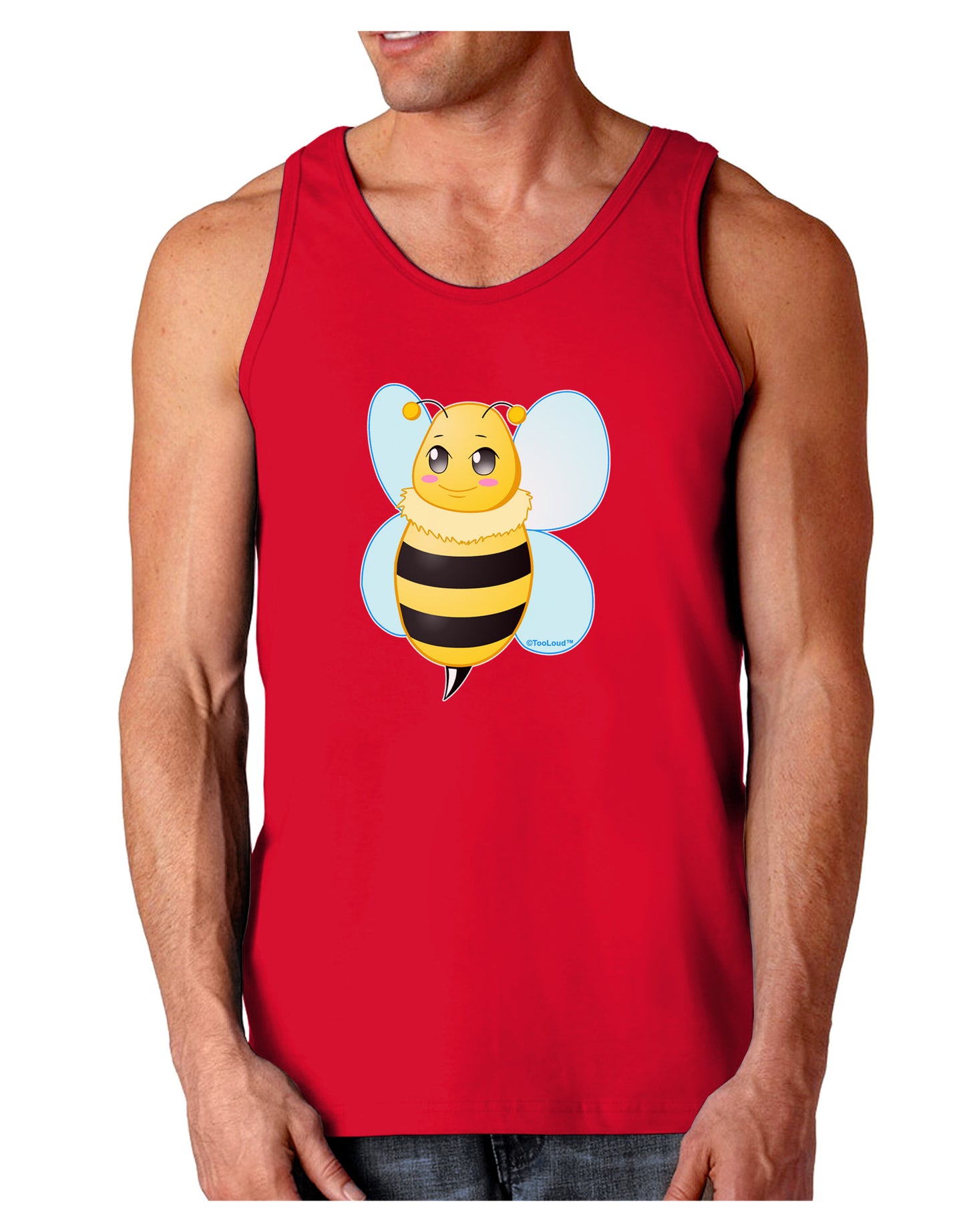 Cute Bee Dark Loose Tank Top-Mens Loose Tank Top-TooLoud-Red-Small-Davson Sales