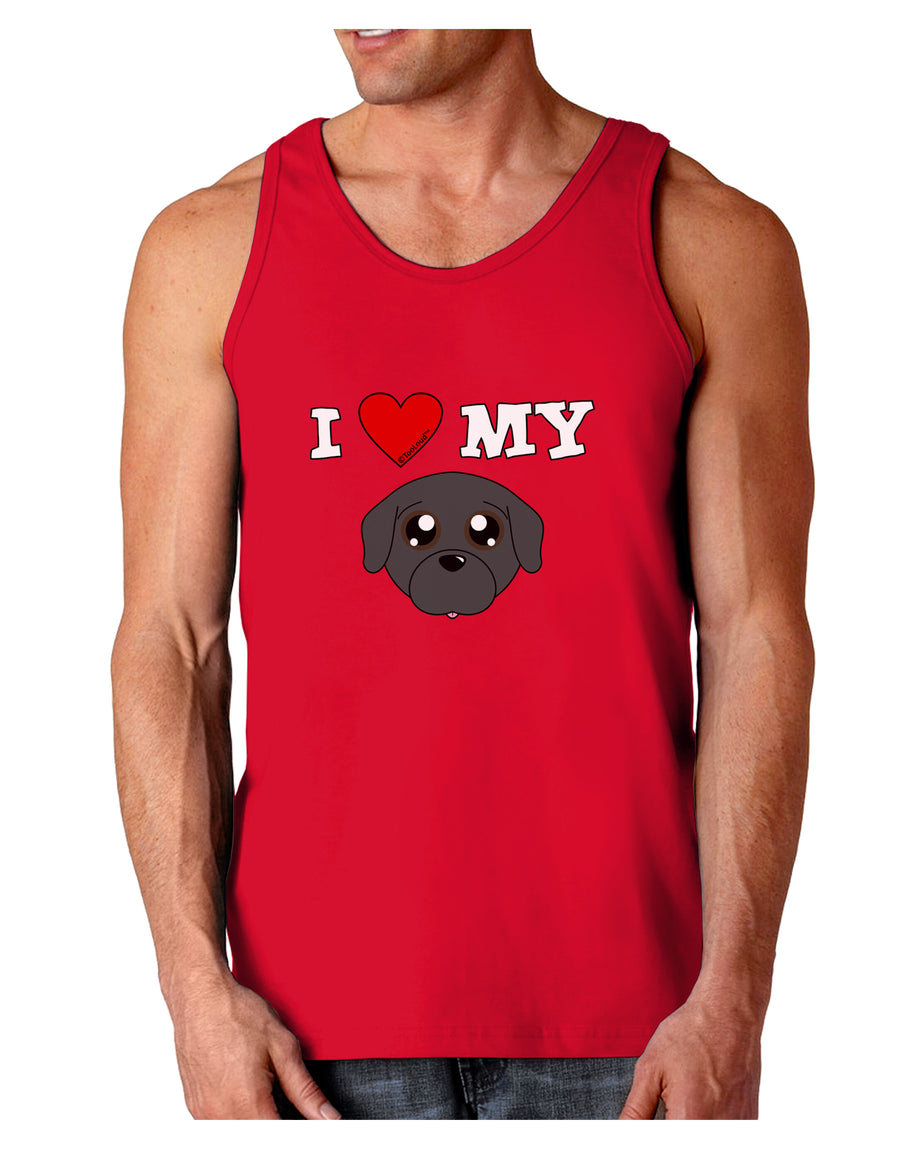 I Heart My - Cute Pug Dog - Black Dark Loose Tank Top by TooLoud-Mens Loose Tank Top-TooLoud-Black-Small-Davson Sales