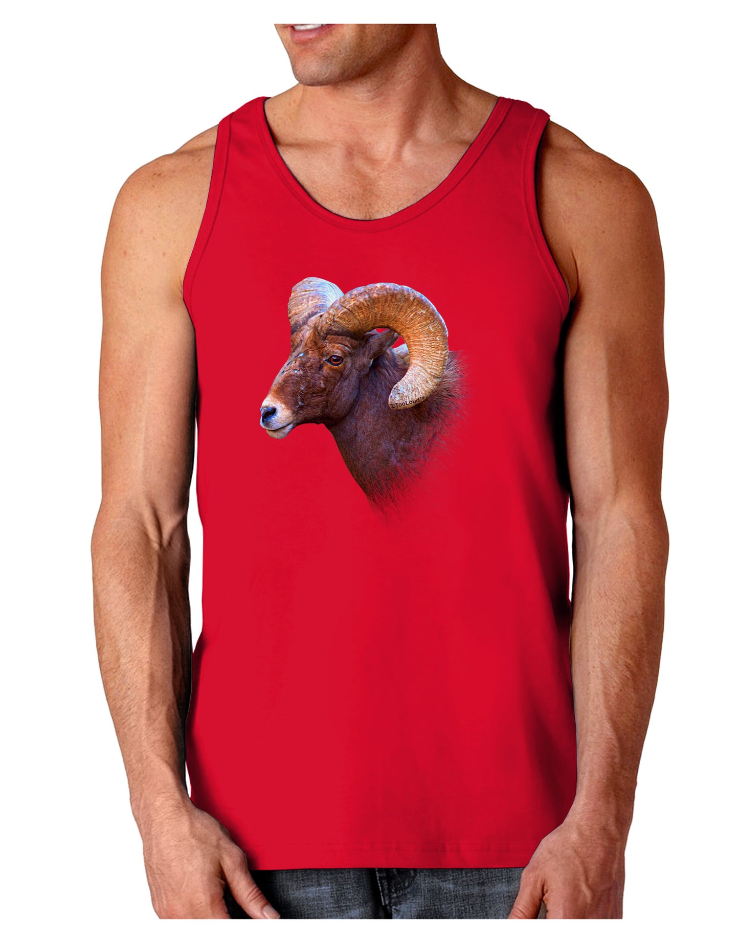 Majestic Bighorn Ram Dark Loose Tank Top-Mens Loose Tank Top-TooLoud-Red-Small-Davson Sales