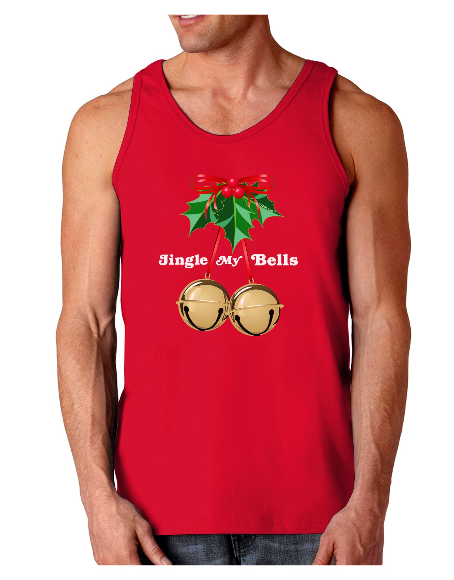 Jingle My Bells Dark Loose Tank Top-Mens Loose Tank Top-TooLoud-Red-Small-Davson Sales