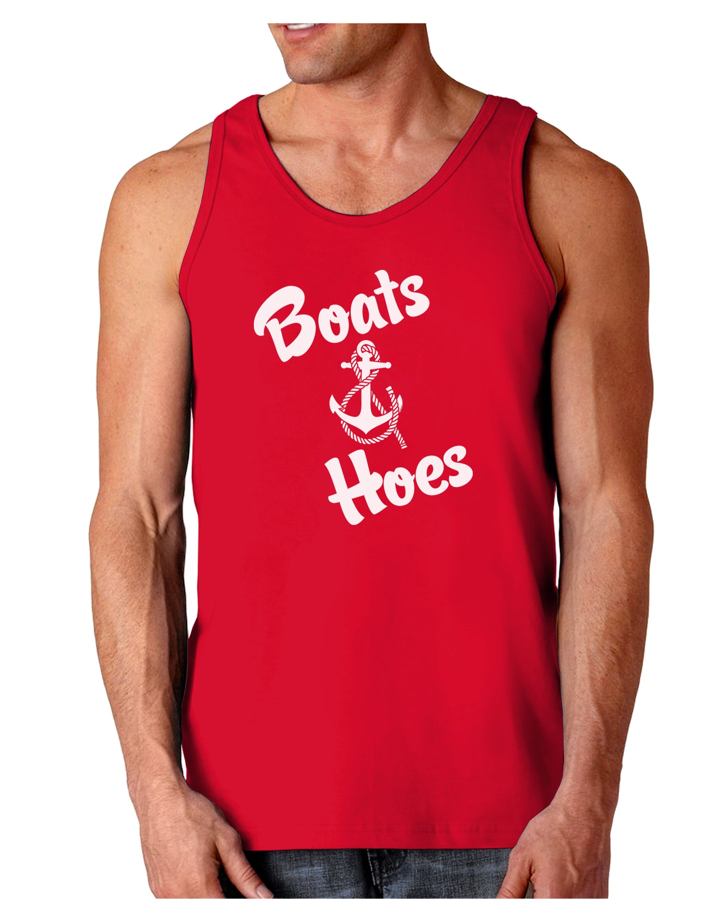 Boats and Hoes Dark Loose Tank Top-Mens Loose Tank Top-TooLoud-Red-Small-Davson Sales