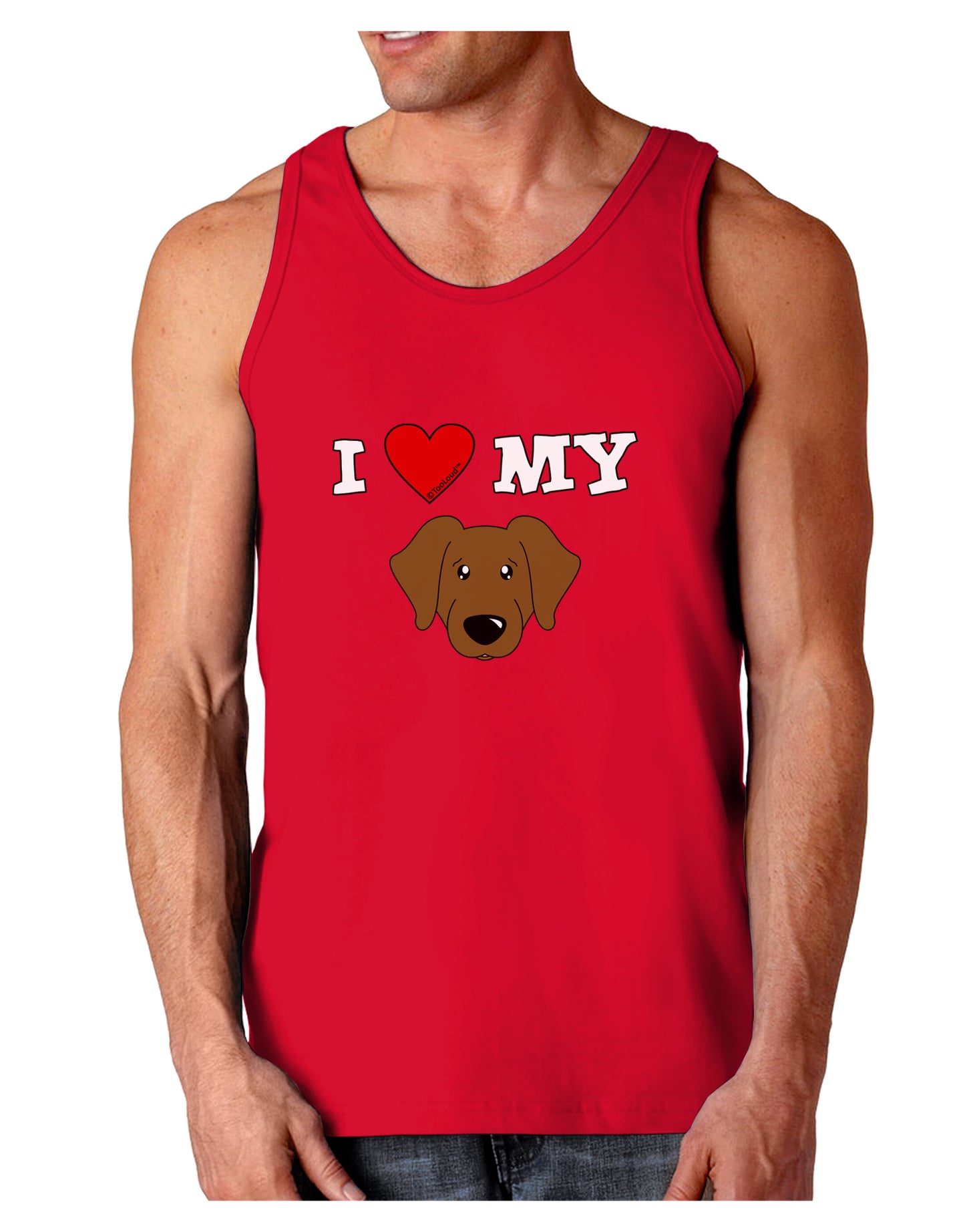 I Heart My - Cute Chocolate Labrador Retriever Dog Dark Loose Tank Top by TooLoud-Mens Loose Tank Top-TooLoud-Red-Small-Davson Sales
