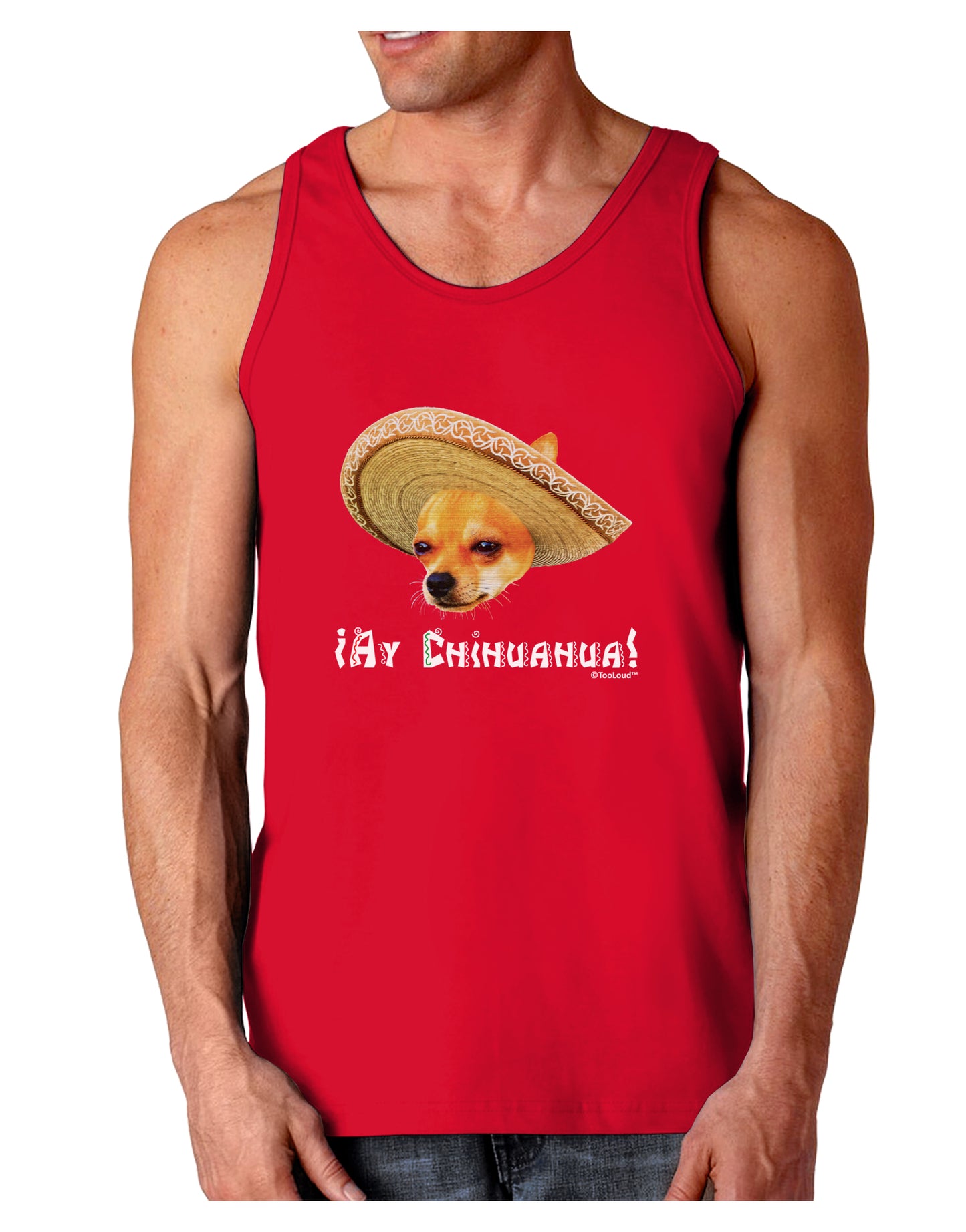 Chihuahua Dog with Sombrero - Ay Chihuahua Dark Loose Tank Top by TooLoud-Mens Loose Tank Top-TooLoud-Red-Small-Davson Sales