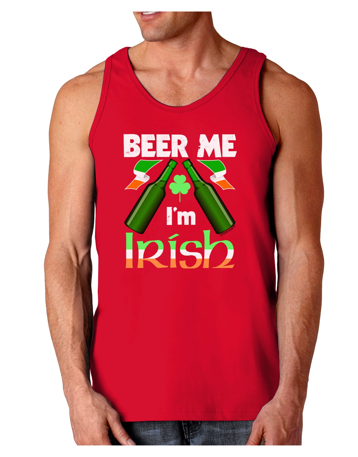 Beer Me I'm Irish Dark Loose Tank Top-Mens Loose Tank Top-TooLoud-Red-Small-Davson Sales