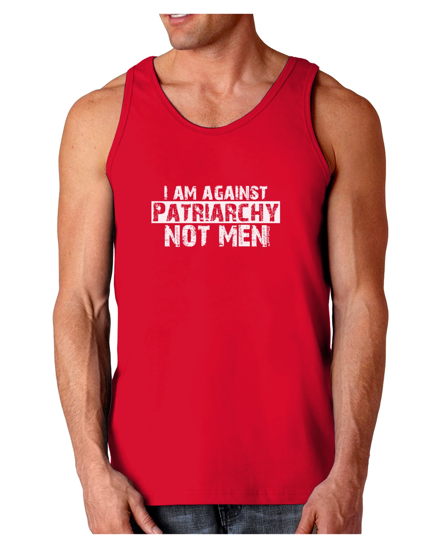 I Am Against Patriarchy Dark Loose Tank Top-Mens Loose Tank Top-TooLoud-Red-Small-Davson Sales
