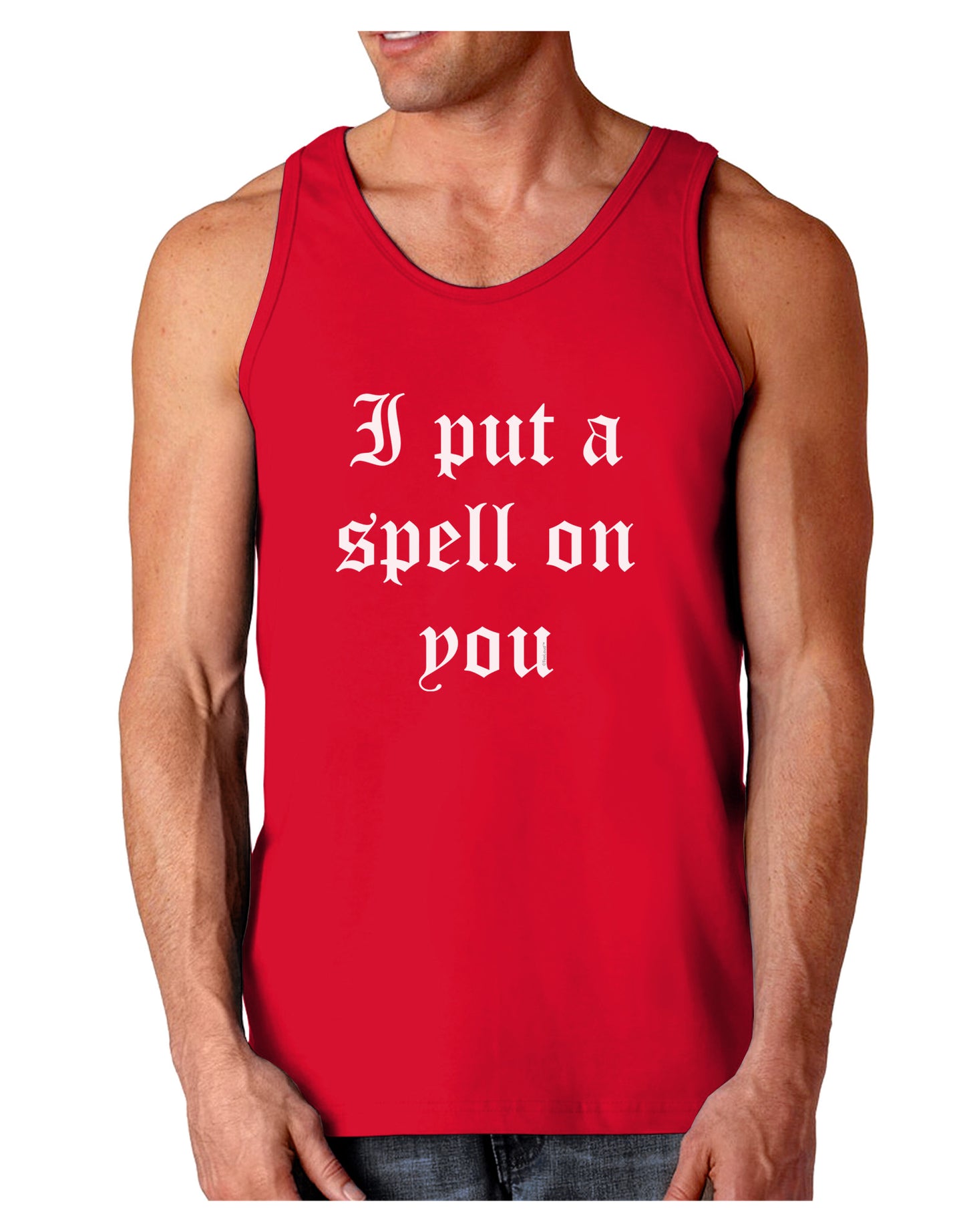 I Put A Spell On You Halloween - Text Dark Loose Tank Top-Mens Loose Tank Top-TooLoud-Red-Small-Davson Sales