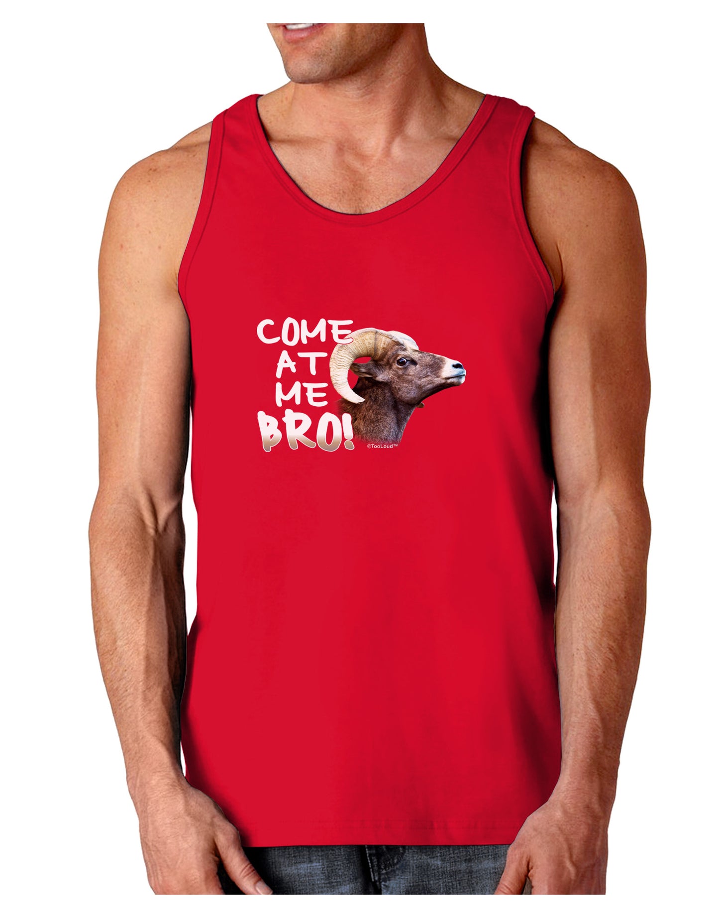 Come At Me Bro Big Horn Dark Loose Tank Top-Mens Loose Tank Top-TooLoud-Red-Small-Davson Sales