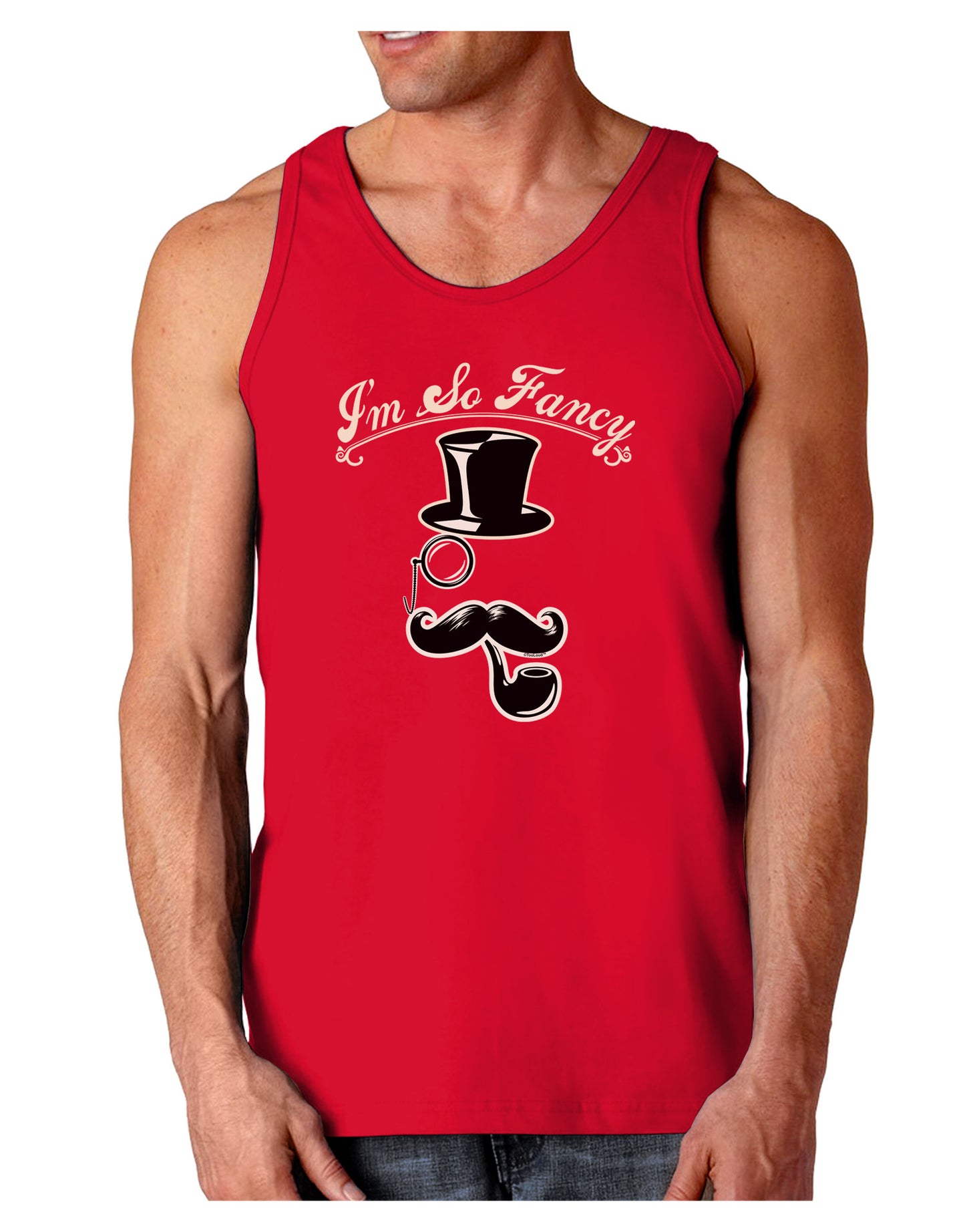 I'm So Fancy - Classy Mustache Dark Loose Tank Top-Mens Loose Tank Top-TooLoud-Red-Small-Davson Sales