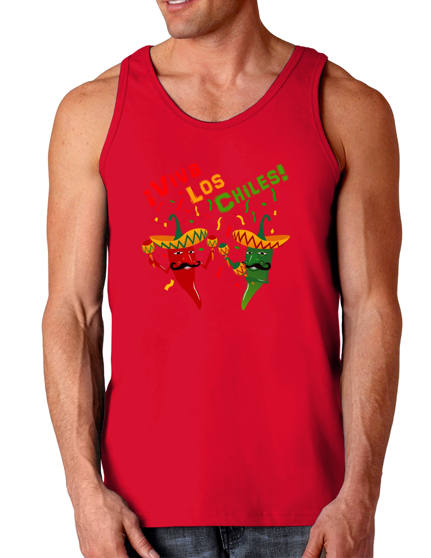 Viva Los Chiles Dark Loose Tank Top-Mens Loose Tank Top-TooLoud-Red-Small-Davson Sales