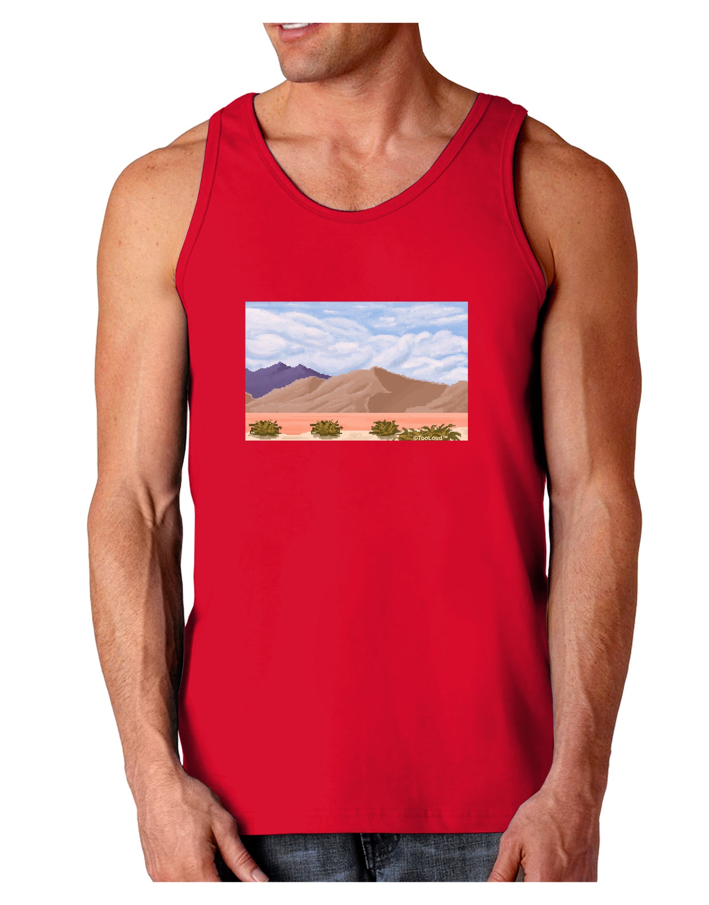 Pixel Landscape - Desert Dark Loose Tank Top-Mens Loose Tank Top-TooLoud-Red-Small-Davson Sales