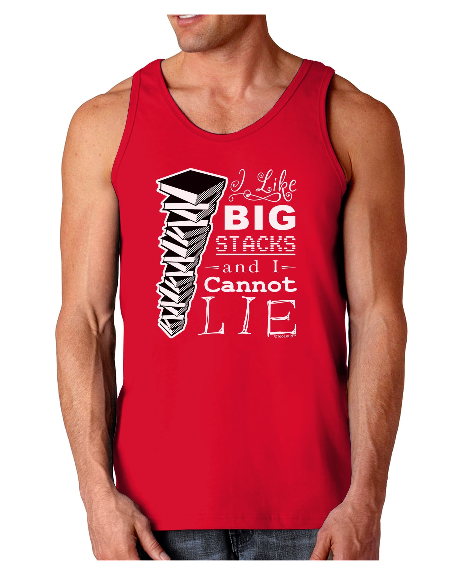 I Like Big Stacks -of books- Dark Loose Tank Top-Mens Loose Tank Top-TooLoud-Red-Small-Davson Sales