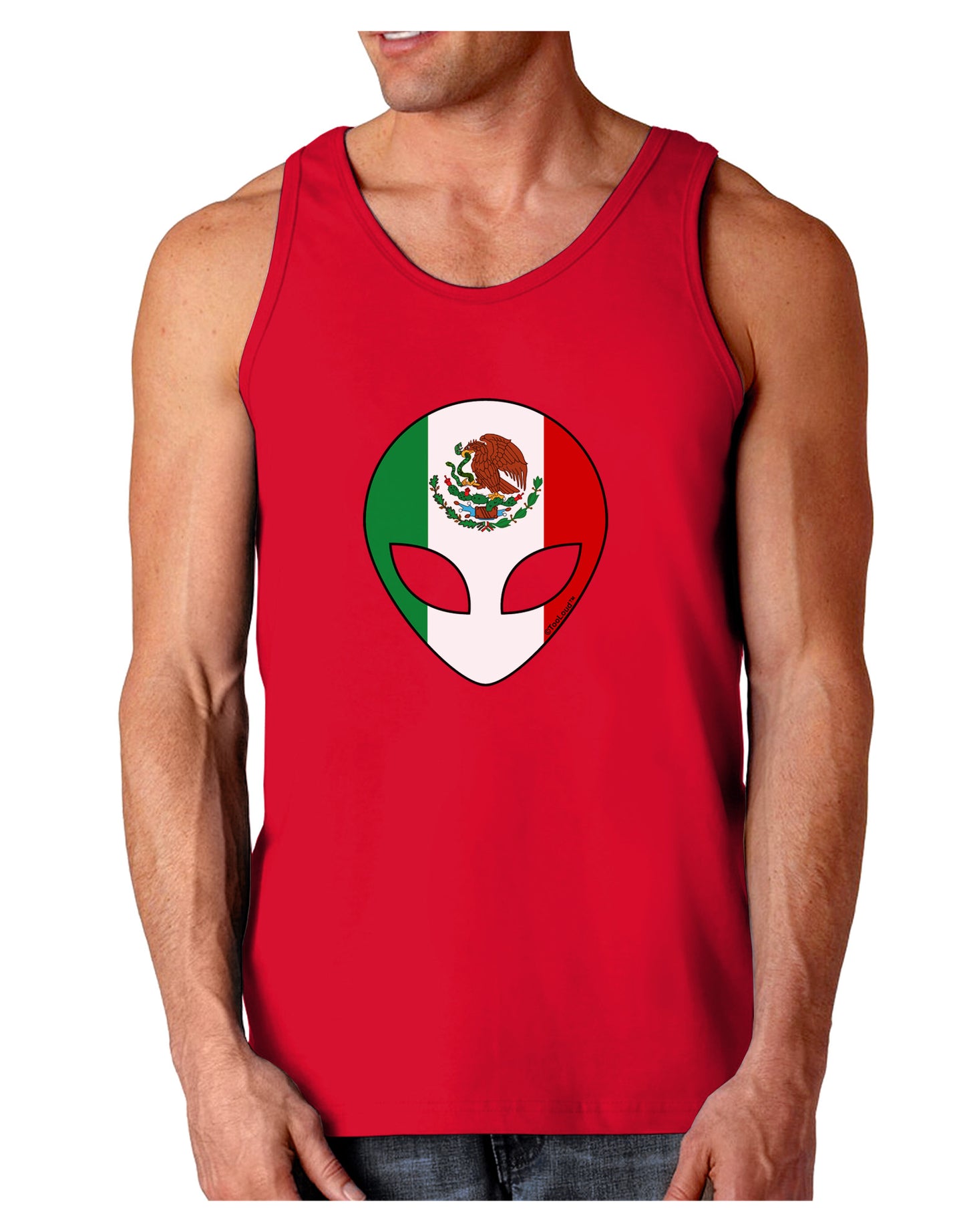 Mexican Flag Extraterrestrial Dark Loose Tank Top-Mens Loose Tank Top-TooLoud-Red-Small-Davson Sales