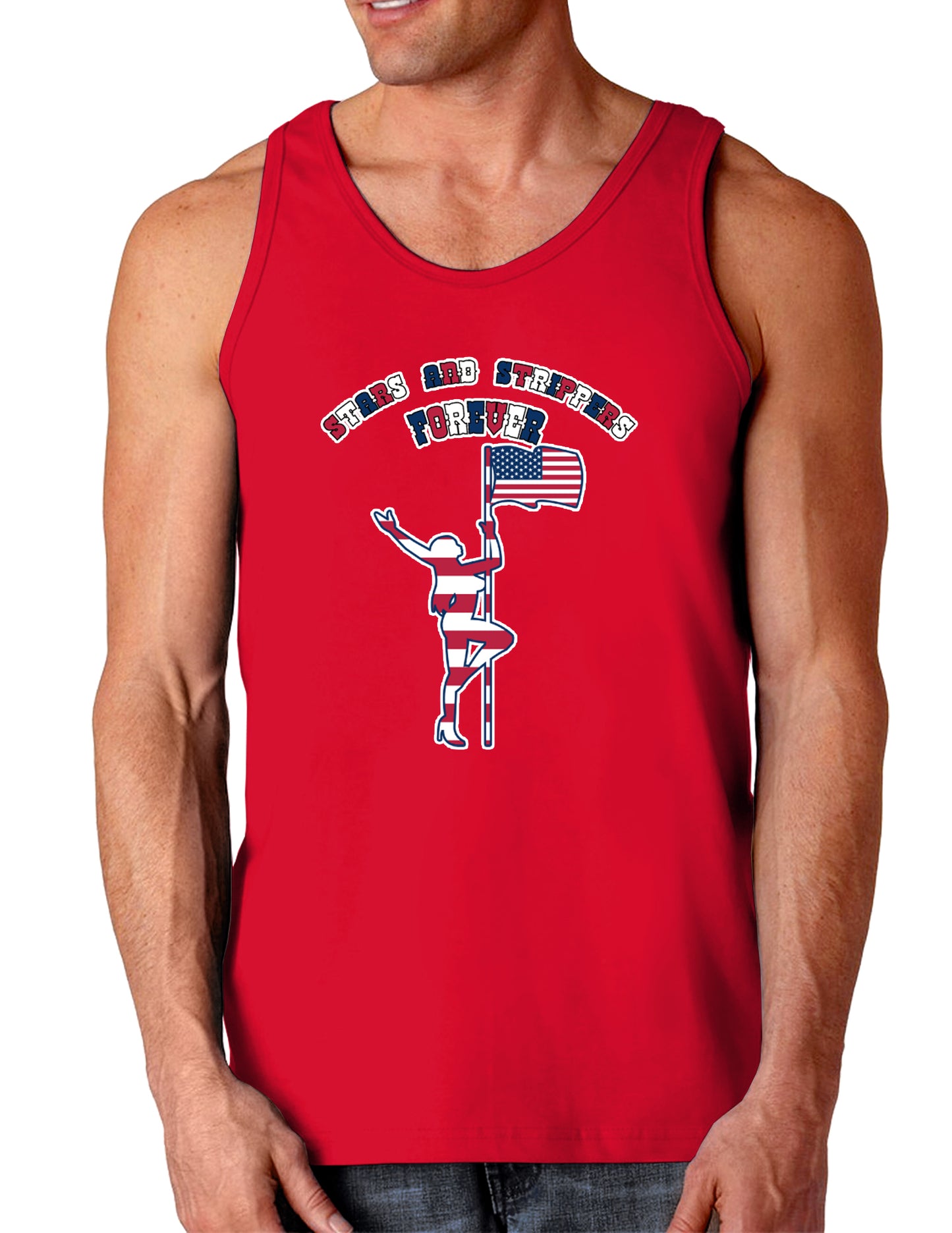Stars and Strippers Forever Female Dark Loose Tank Top-Mens Loose Tank Top-TooLoud-Red-Small-Davson Sales