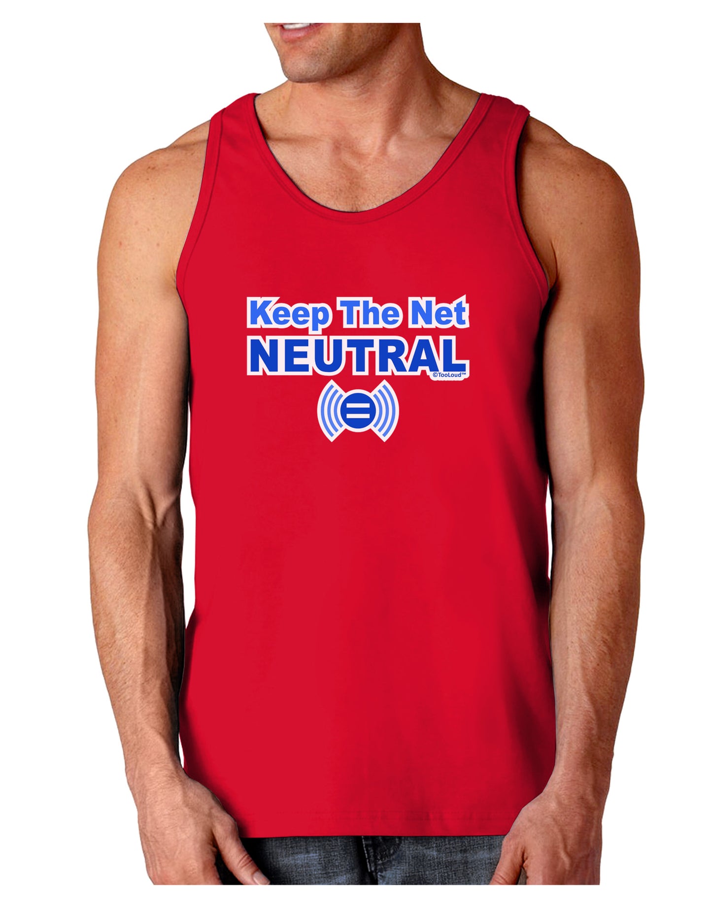 Keep the Net Neutral Dark Loose Tank Top-Mens Loose Tank Top-TooLoud-Red-Small-Davson Sales
