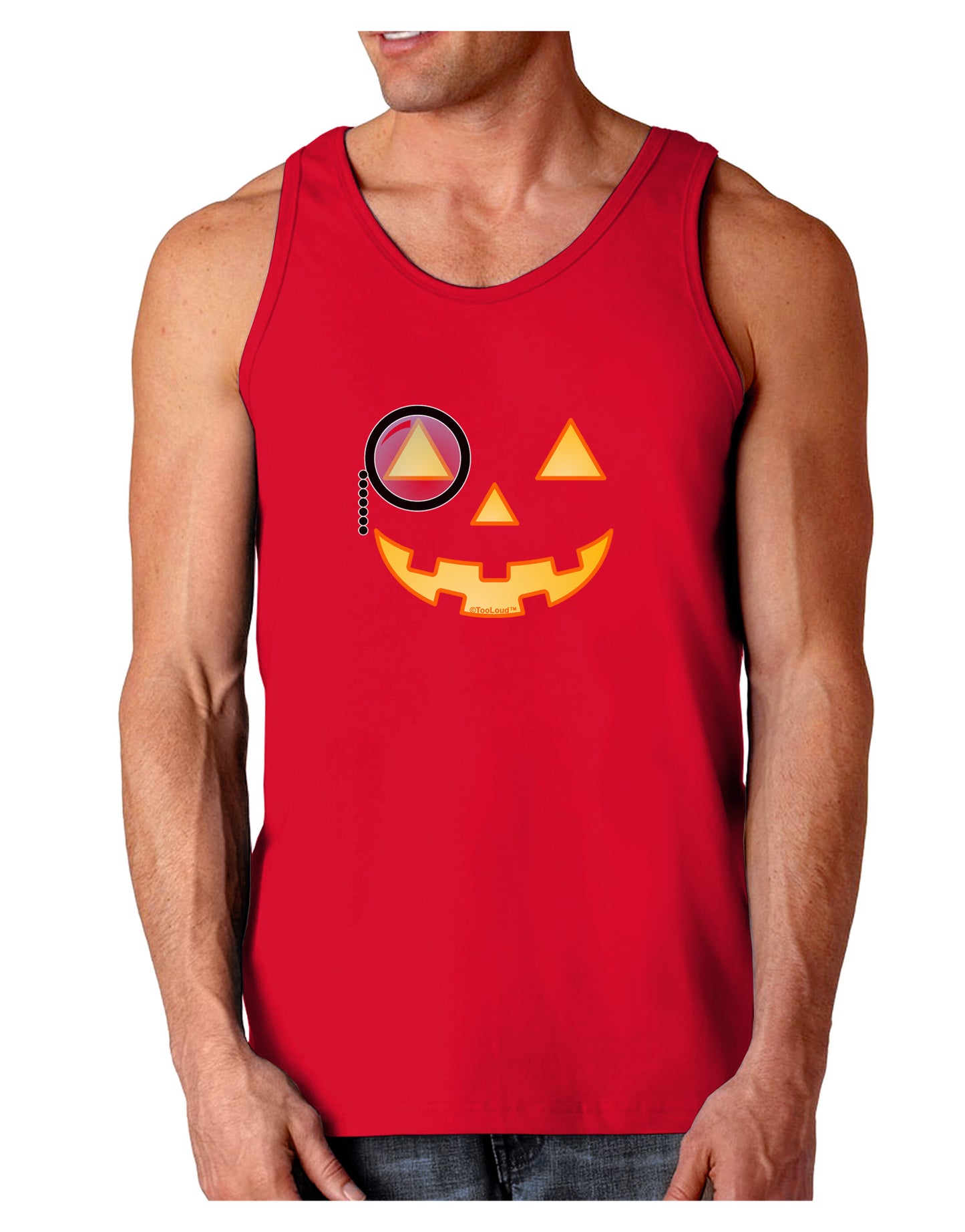 Monocle Jack-o-Lantern Color Dark Loose Tank Top-Mens Loose Tank Top-TooLoud-Red-Small-Davson Sales