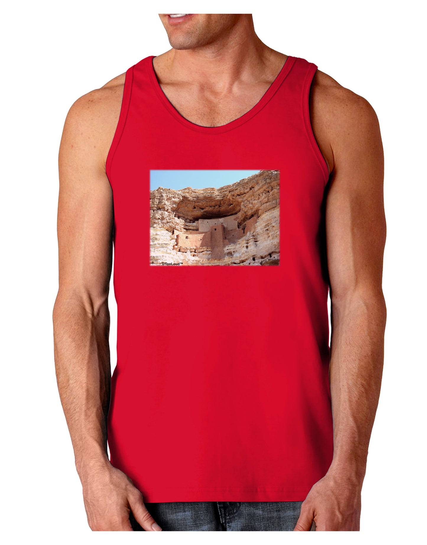 Montezuma Castle Arizona Dark Loose Tank Top-Mens Loose Tank Top-TooLoud-Red-Small-Davson Sales