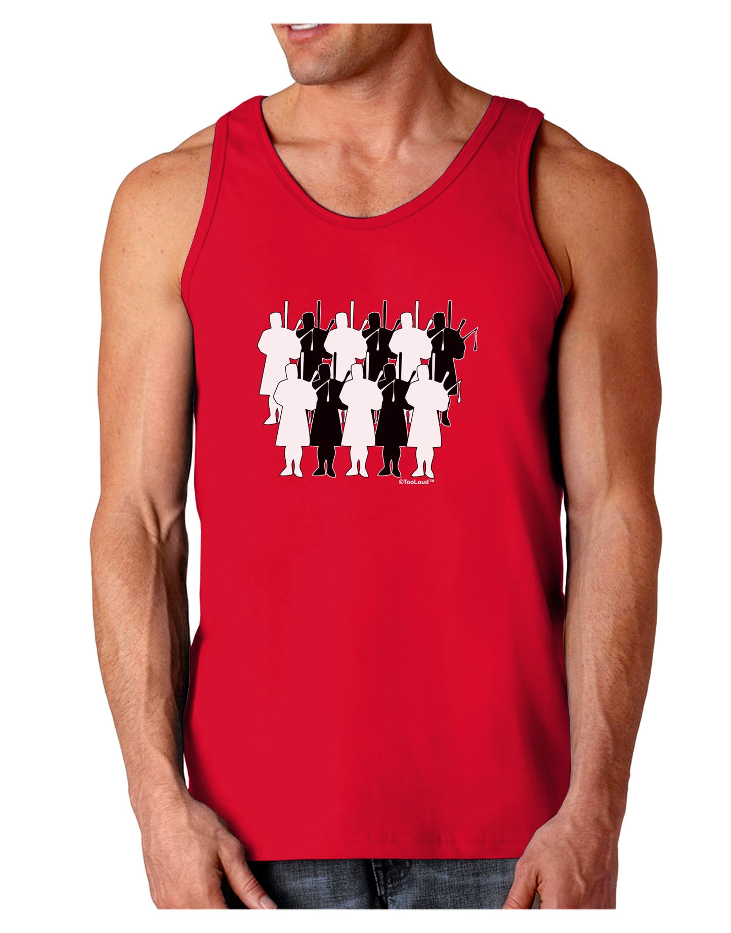 Eleven Pipers Piping Dark Loose Tank Top-Mens Loose Tank Top-TooLoud-Red-Small-Davson Sales