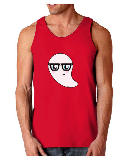 Cute Nerd Ghost Halloween Dark Loose Tank Top-Mens Loose Tank Top-TooLoud-Red-Small-Davson Sales