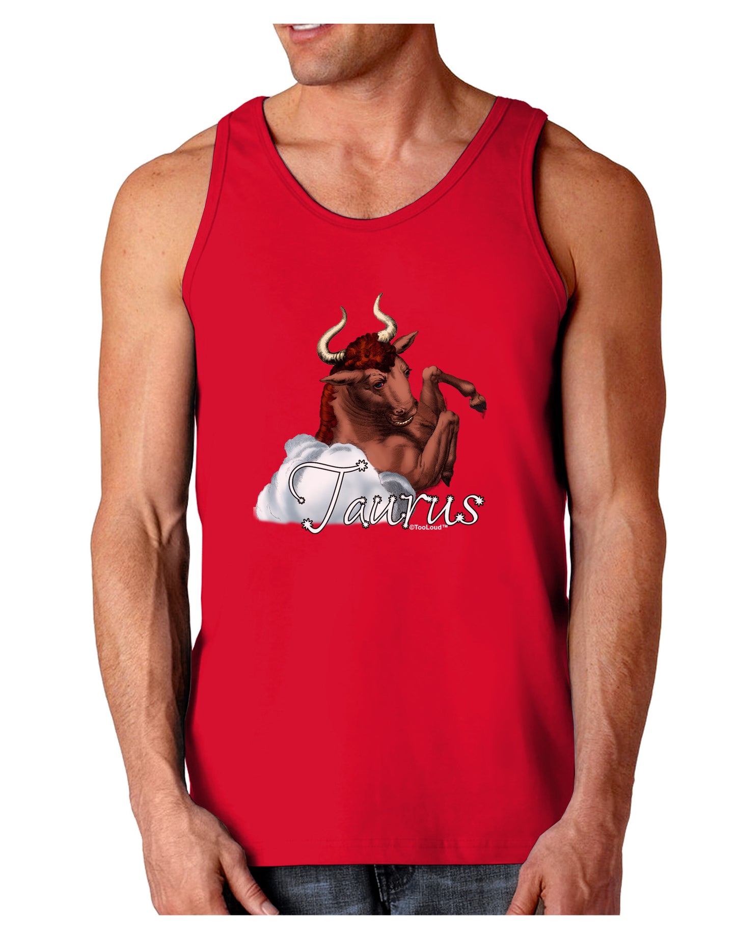 Taurus Color Illustration Dark Loose Tank Top-Mens Loose Tank Top-TooLoud-Red-Small-Davson Sales