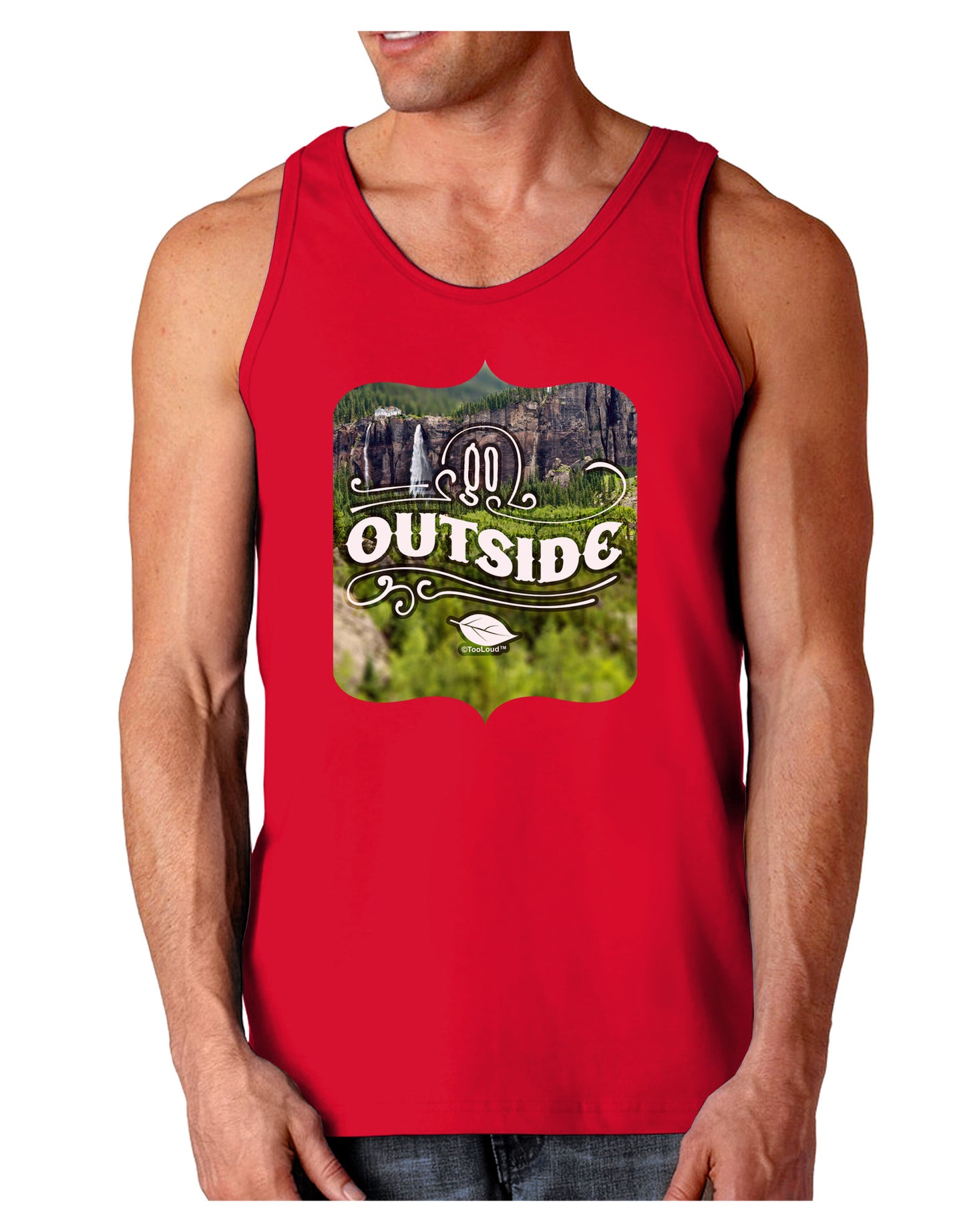 Go Outside - Beautiful Cliffs Dark Loose Tank Top by-Mens Loose Tank Top-TooLoud-Red-Small-Davson Sales