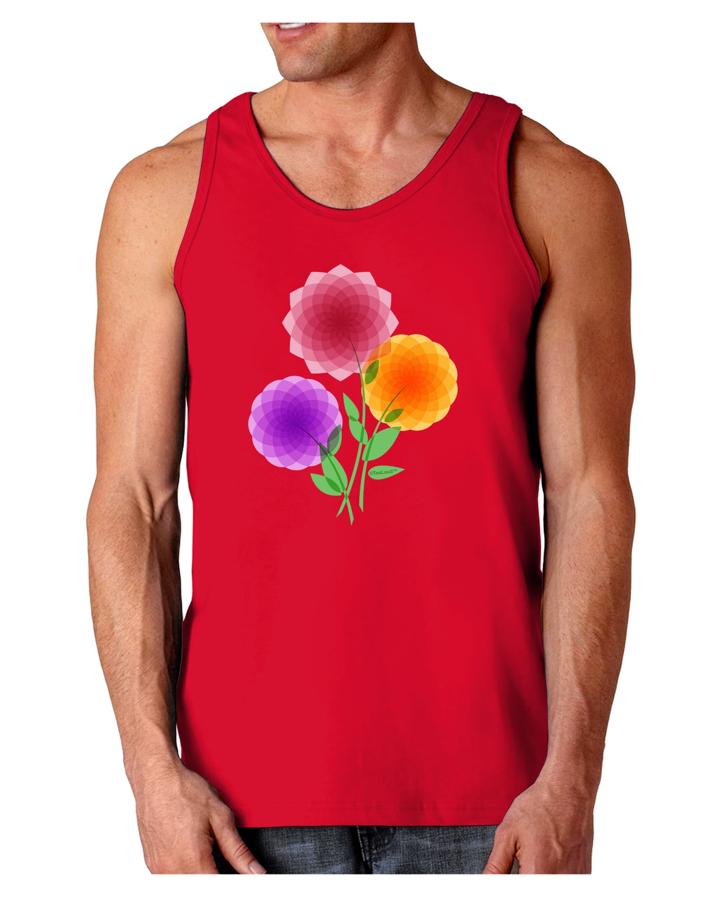 Crystal Dahlias Dark Loose Tank Top-Mens Loose Tank Top-TooLoud-Red-Small-Davson Sales