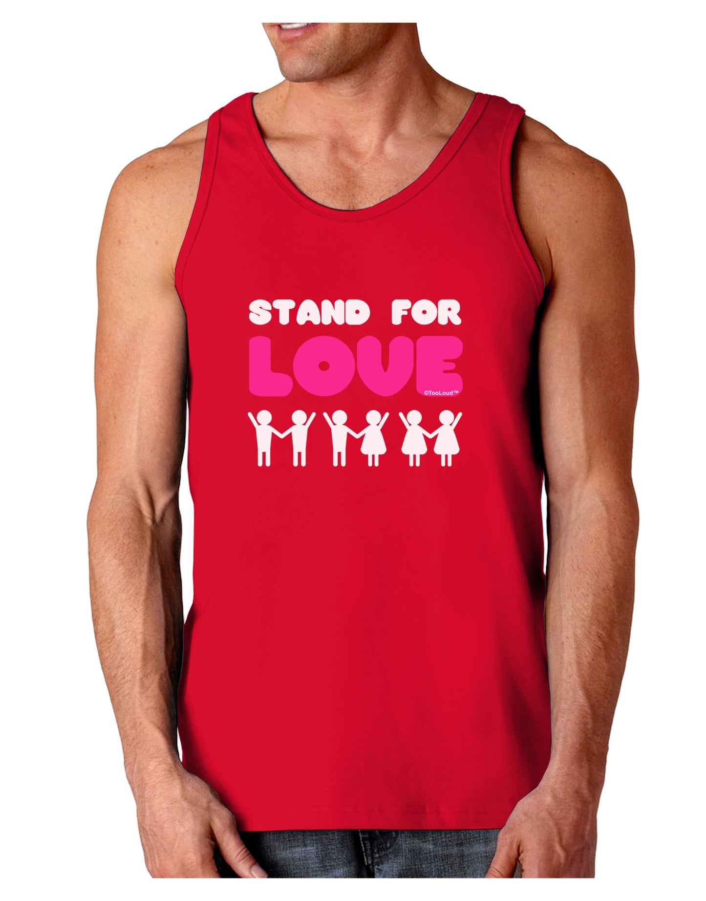Stand For Love Pink Dark Loose Tank Top-Mens Loose Tank Top-TooLoud-Red-Small-Davson Sales