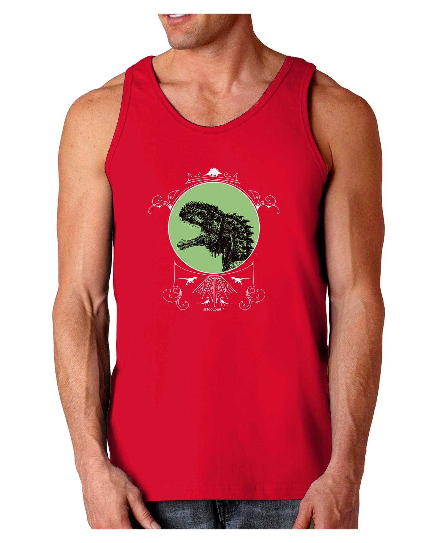 Jurassic Dinosaur Face Dark Loose Tank Top by TooLoud-Mens Loose Tank Top-TooLoud-Red-Small-Davson Sales