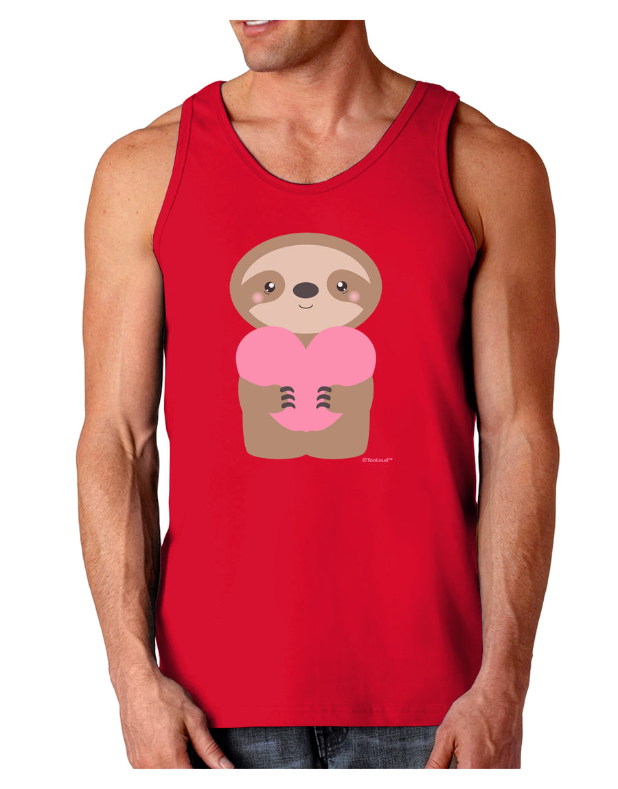 Cute Valentine Sloth Holding Heart Dark Loose Tank Top by TooLoud-Mens Loose Tank Top-TooLoud-Black-Small-Davson Sales