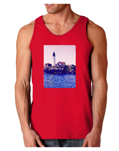 Watercolor Lighthouse 2 Dark Loose Tank Top-Mens Loose Tank Top-TooLoud-Red-Small-Davson Sales