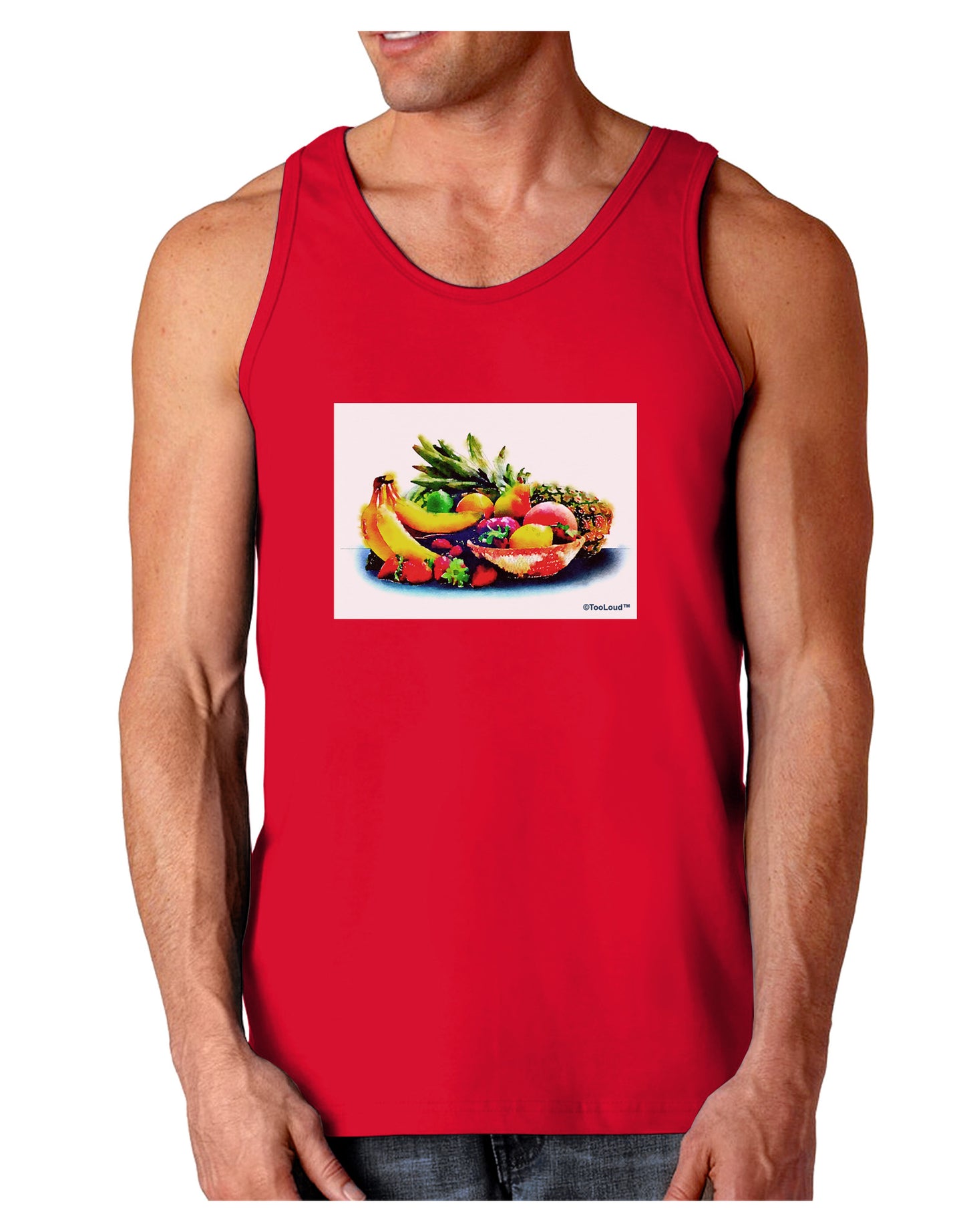 TooLoud Watercolor Fruit Bowl 3 Dark Loose Tank Top-Mens Loose Tank Top-TooLoud-Red-Small-Davson Sales