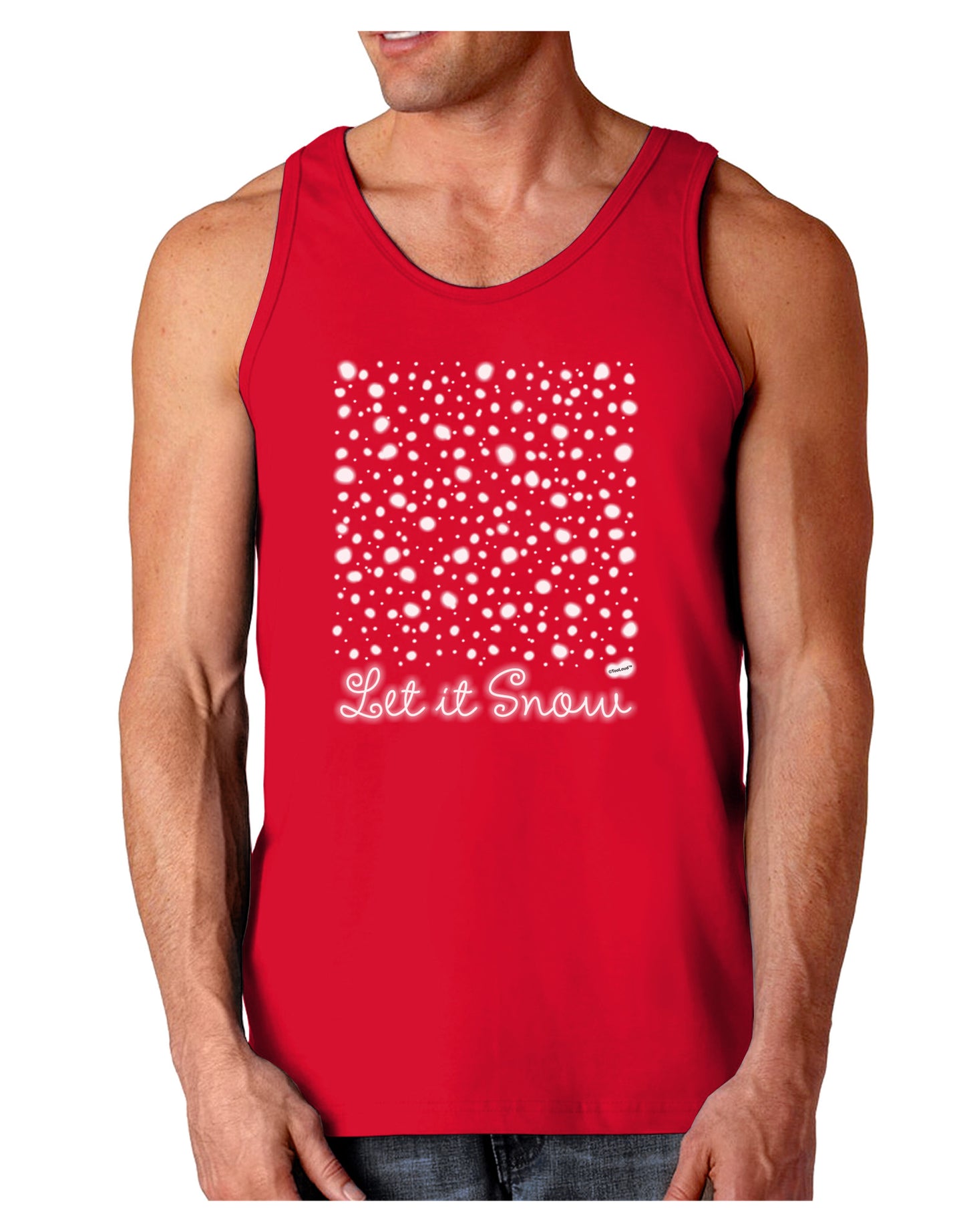 Let It Snow Falling Snowflakes - Christmas Dark Loose Tank Top-Mens Loose Tank Top-TooLoud-Red-Small-Davson Sales