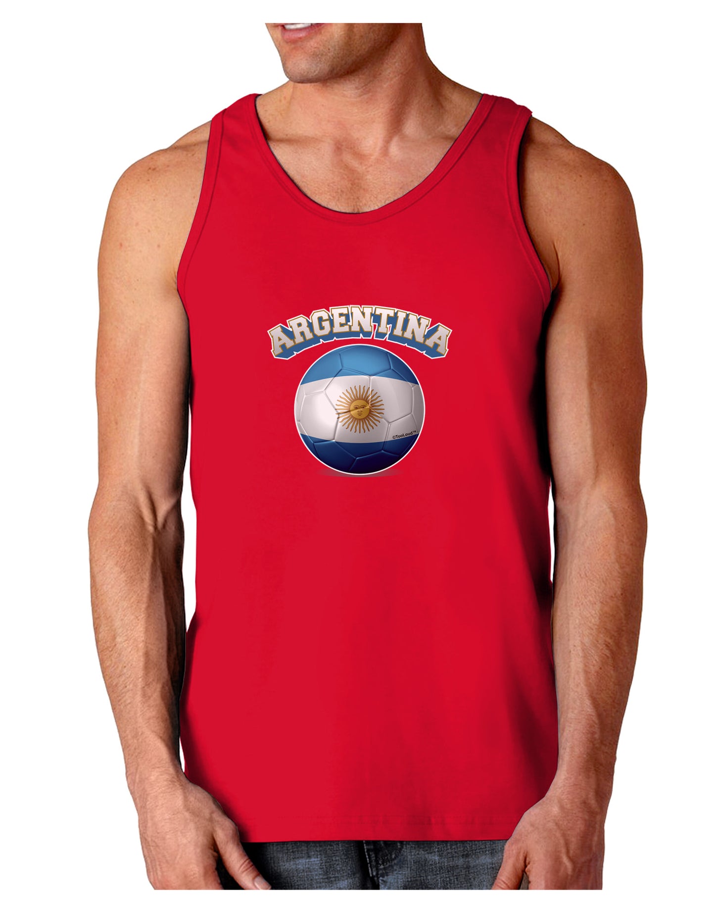 Soccer Ball Flag - Argentina Dark Loose Tank Top-Mens Loose Tank Top-TooLoud-Red-Small-Davson Sales