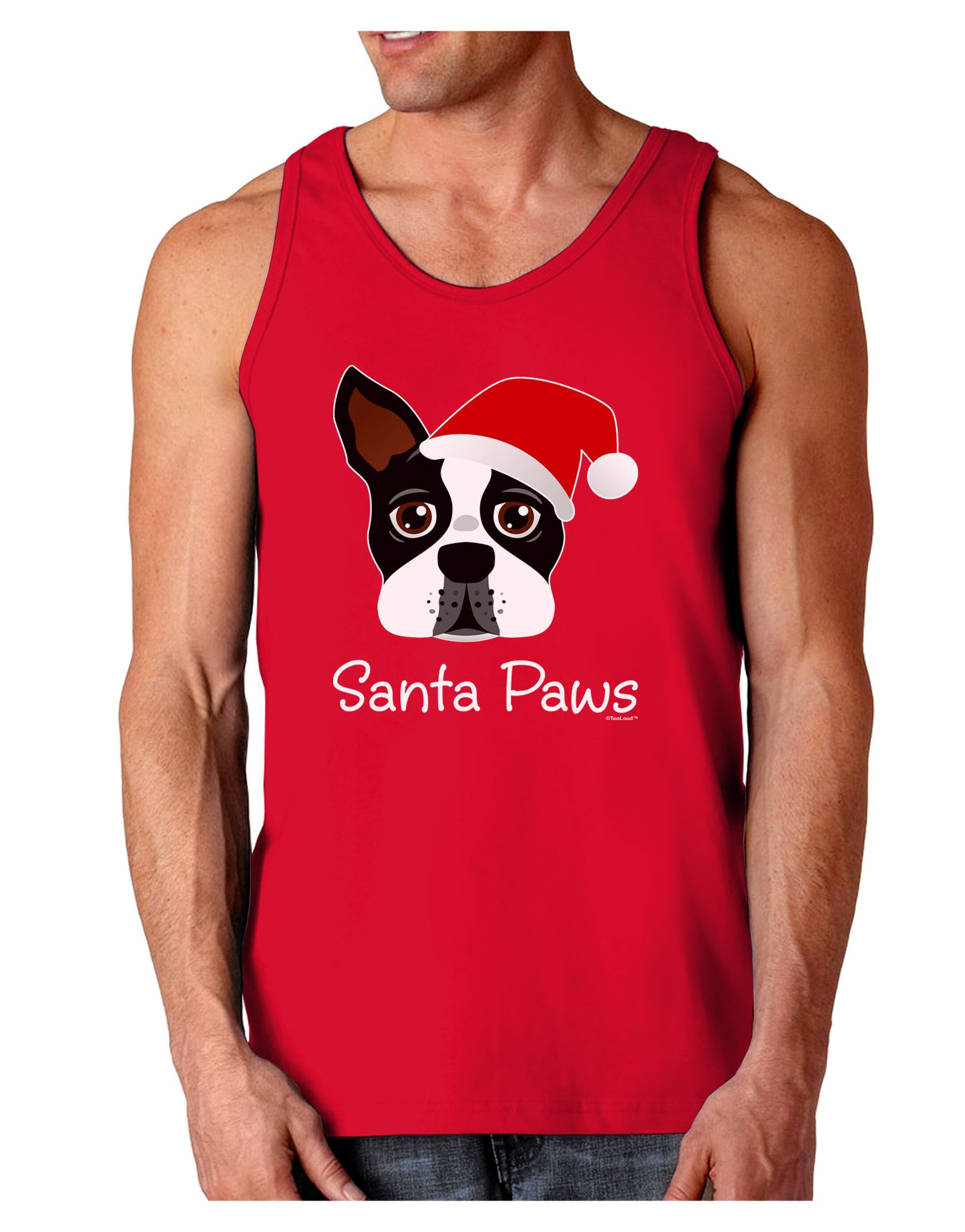 Santa Paws Christmas Dog Dark Loose Tank Top-Mens Loose Tank Top-TooLoud-Red-Small-Davson Sales