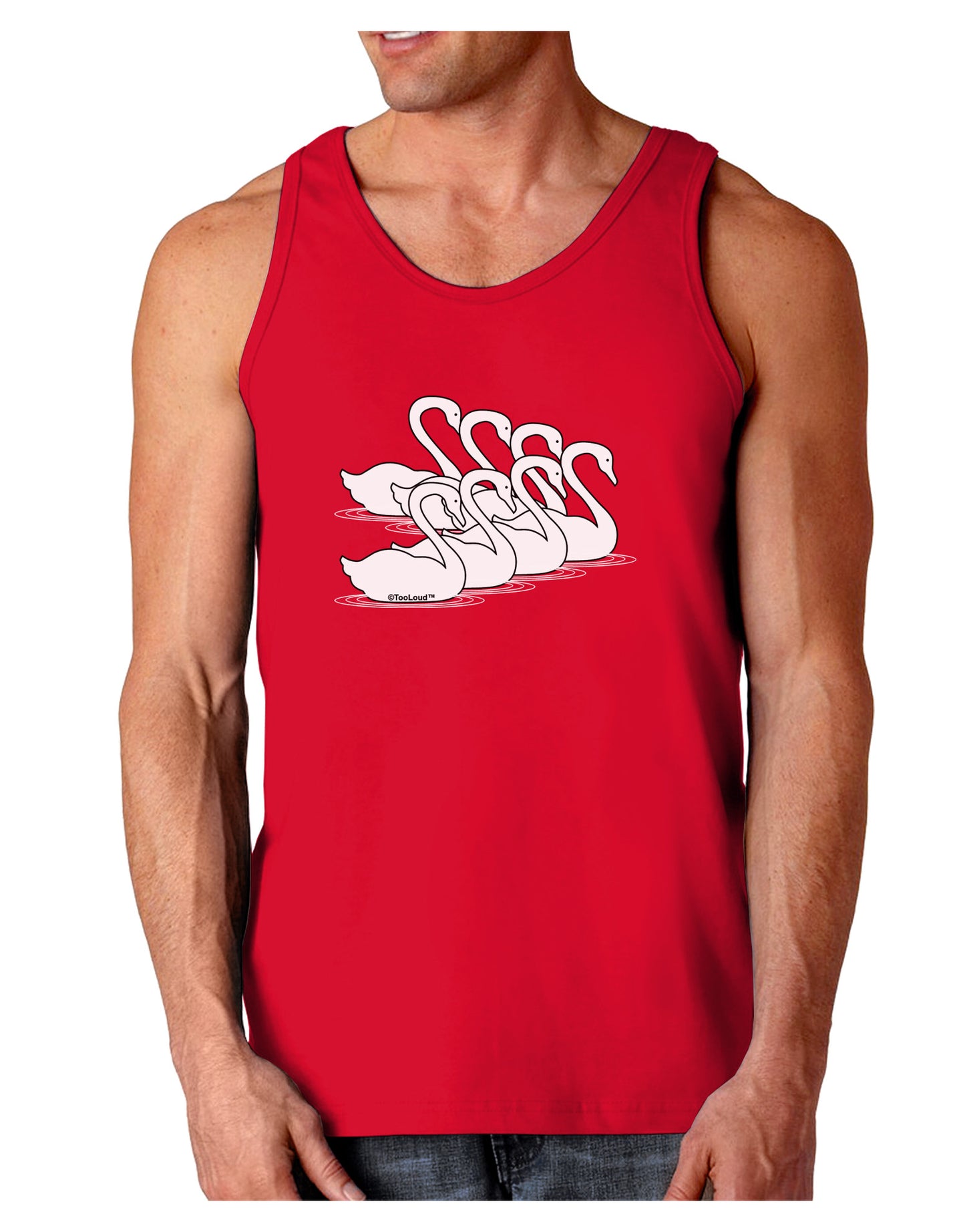 Seven Swans A Swimming Dark Loose Tank Top-Mens Loose Tank Top-TooLoud-Red-Small-Davson Sales