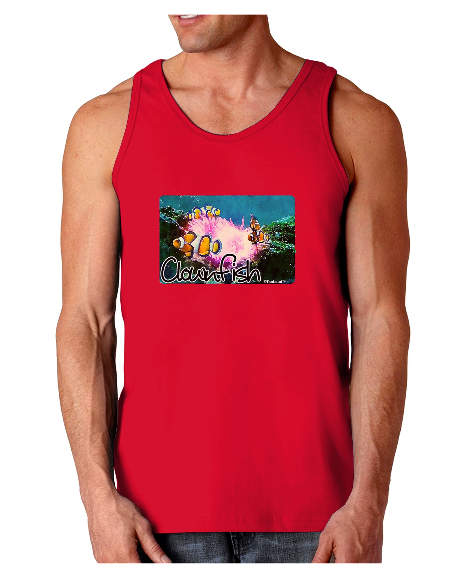 Clownfish Watercolor Text Dark Loose Tank Top-Mens Loose Tank Top-TooLoud-Red-Small-Davson Sales