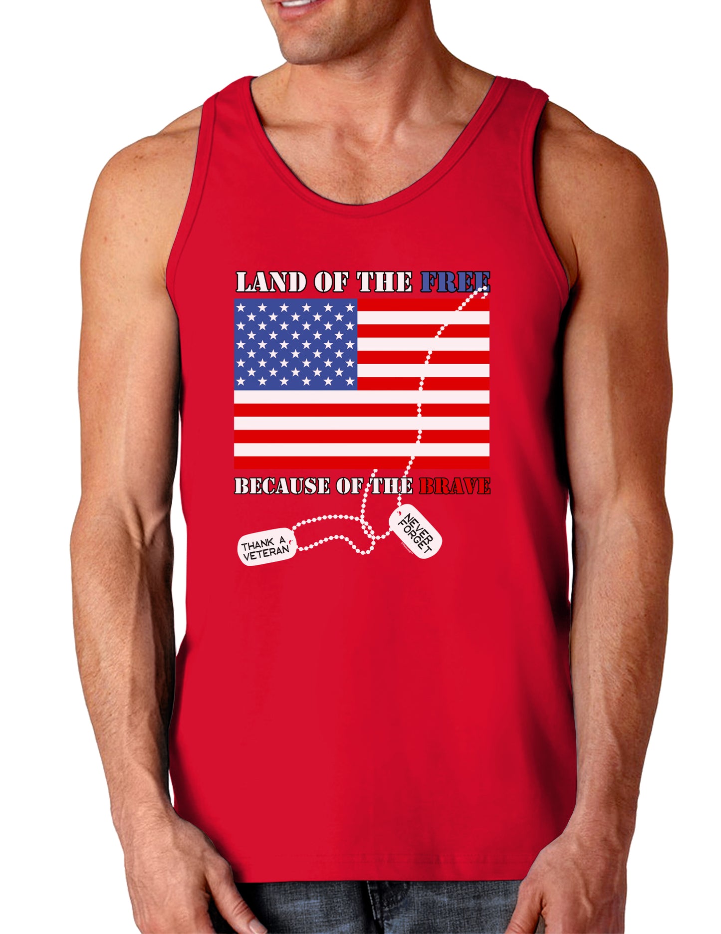Home of the Free Because of the Brave Dark Loose Tank Top-Mens Loose Tank Top-TooLoud-Red-Small-Davson Sales