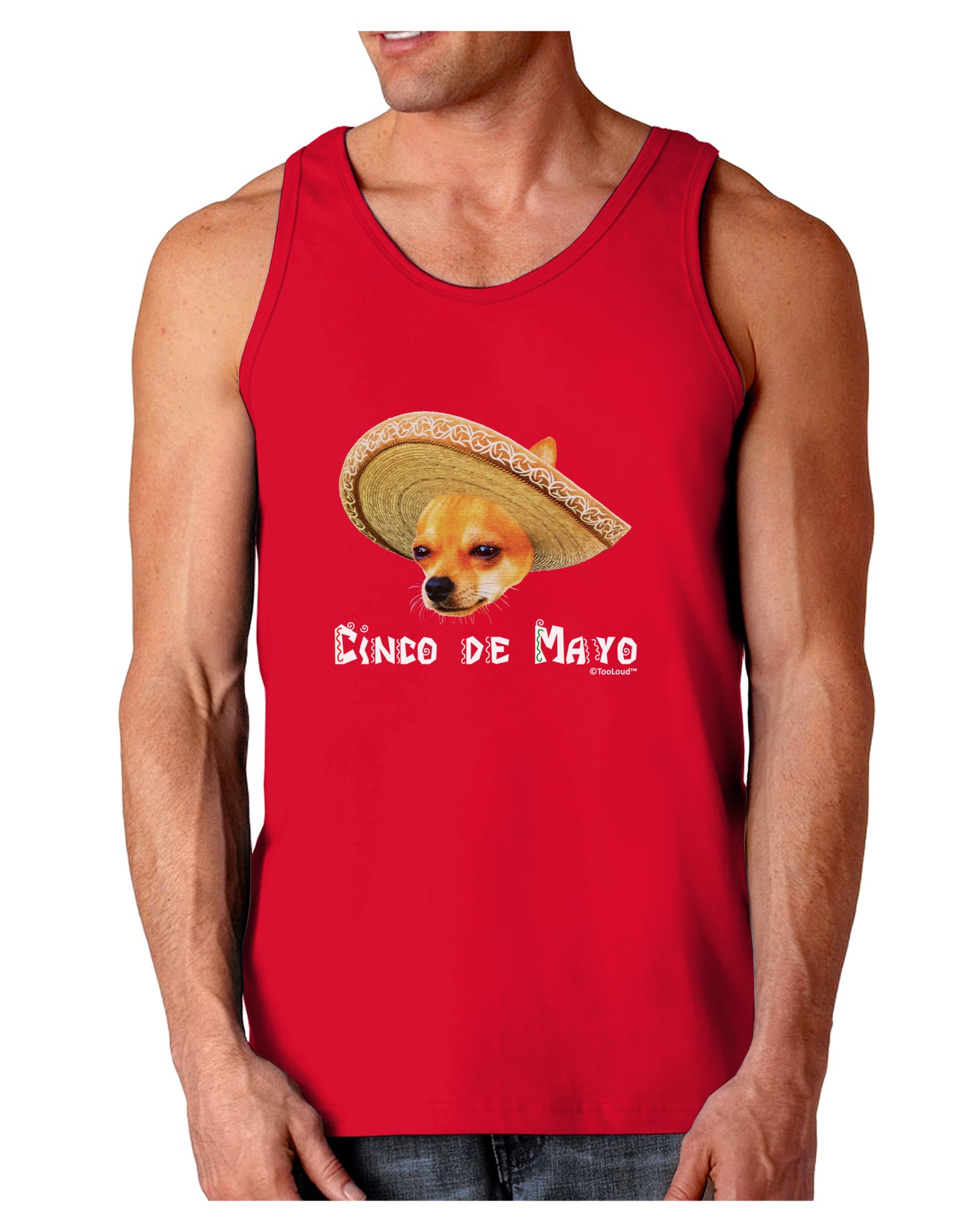Chihuahua Dog with Sombrero - Cinco de Mayo Dark Loose Tank Top by TooLoud-Mens Loose Tank Top-TooLoud-Red-Small-Davson Sales