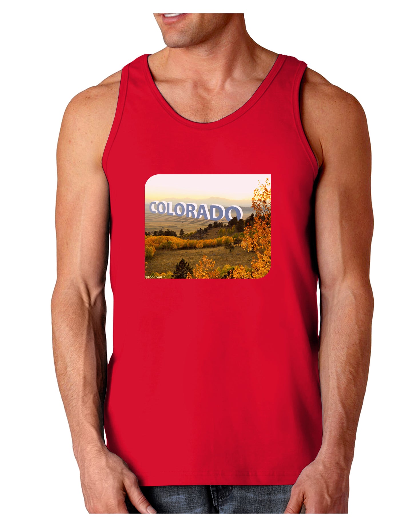 Colorado Postcard Gentle Sunrise Dark Loose Tank Top by-Mens Loose Tank Top-TooLoud-Red-Small-Davson Sales