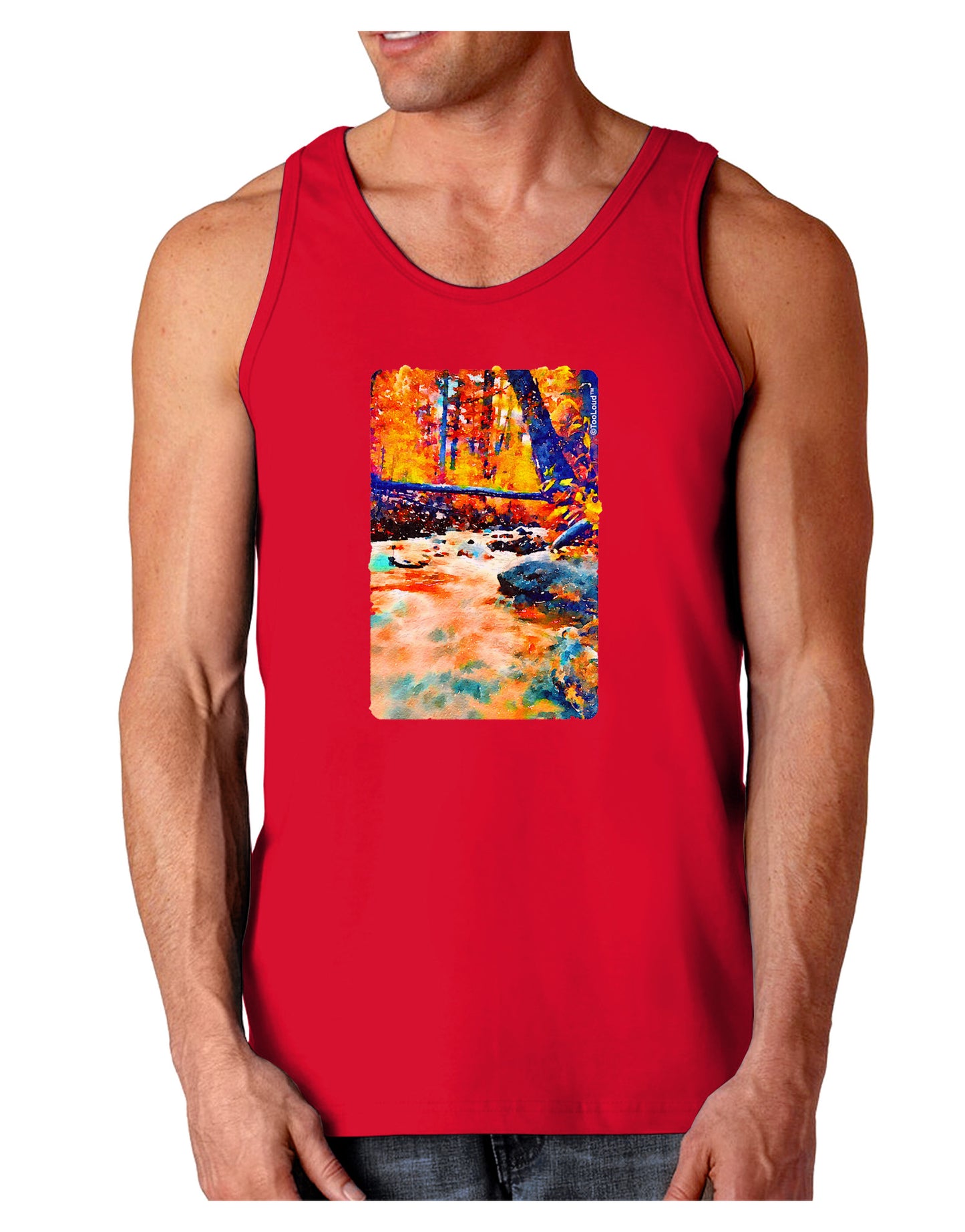 Mt Shavano Colorado Watercolor Dark Loose Tank Top-Mens Loose Tank Top-TooLoud-Red-Small-Davson Sales