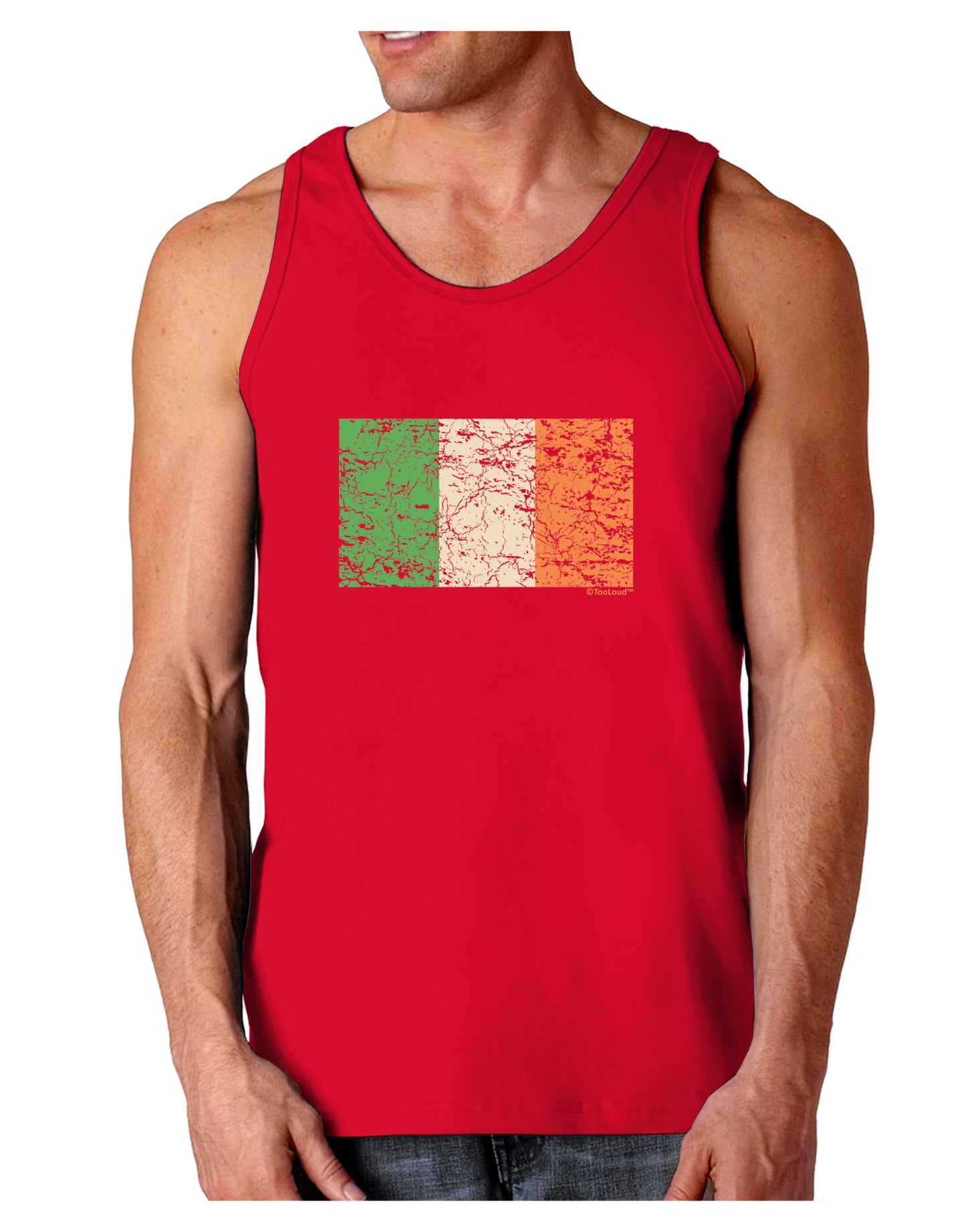 Distressed Irish Flag - Flag of Ireland Dark Loose Tank Top-Mens Loose Tank Top-TooLoud-Red-Small-Davson Sales