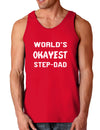 World's Okayest Step-Dad Dark Loose Tank Top-Mens Loose Tank Top-TooLoud-Red-Small-Davson Sales