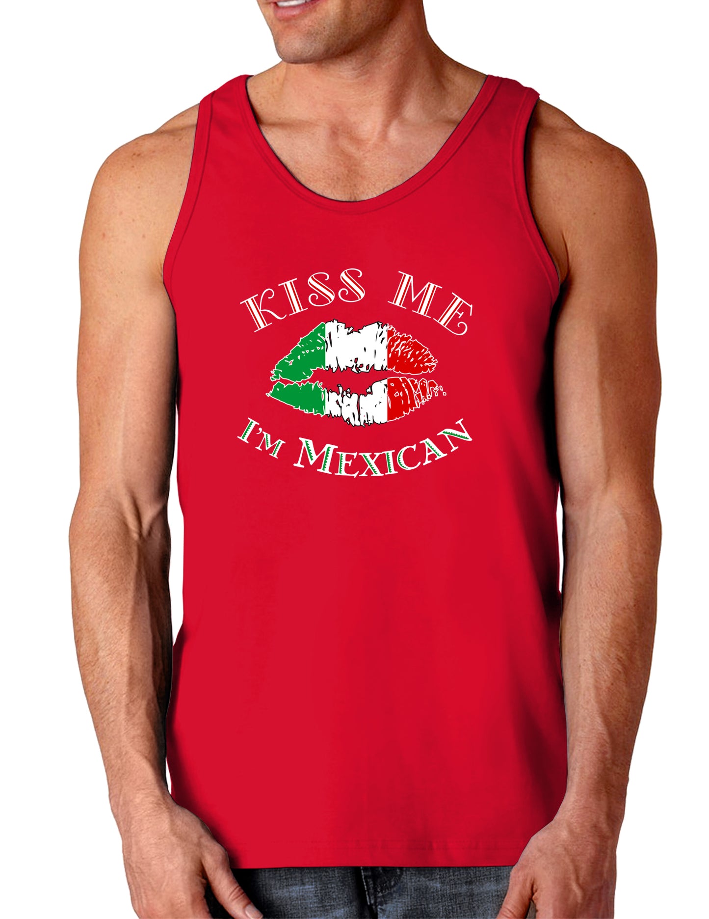 Kiss Me I'm Mexican Dark Loose Tank Top-Mens Loose Tank Top-TooLoud-Red-Small-Davson Sales
