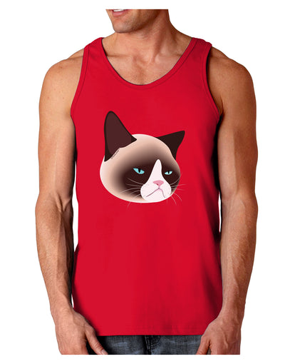 Cute Disgruntled Siamese Cat Dark Loose Tank Top by-Mens Loose Tank Top-TooLoud-Red-Small-Davson Sales